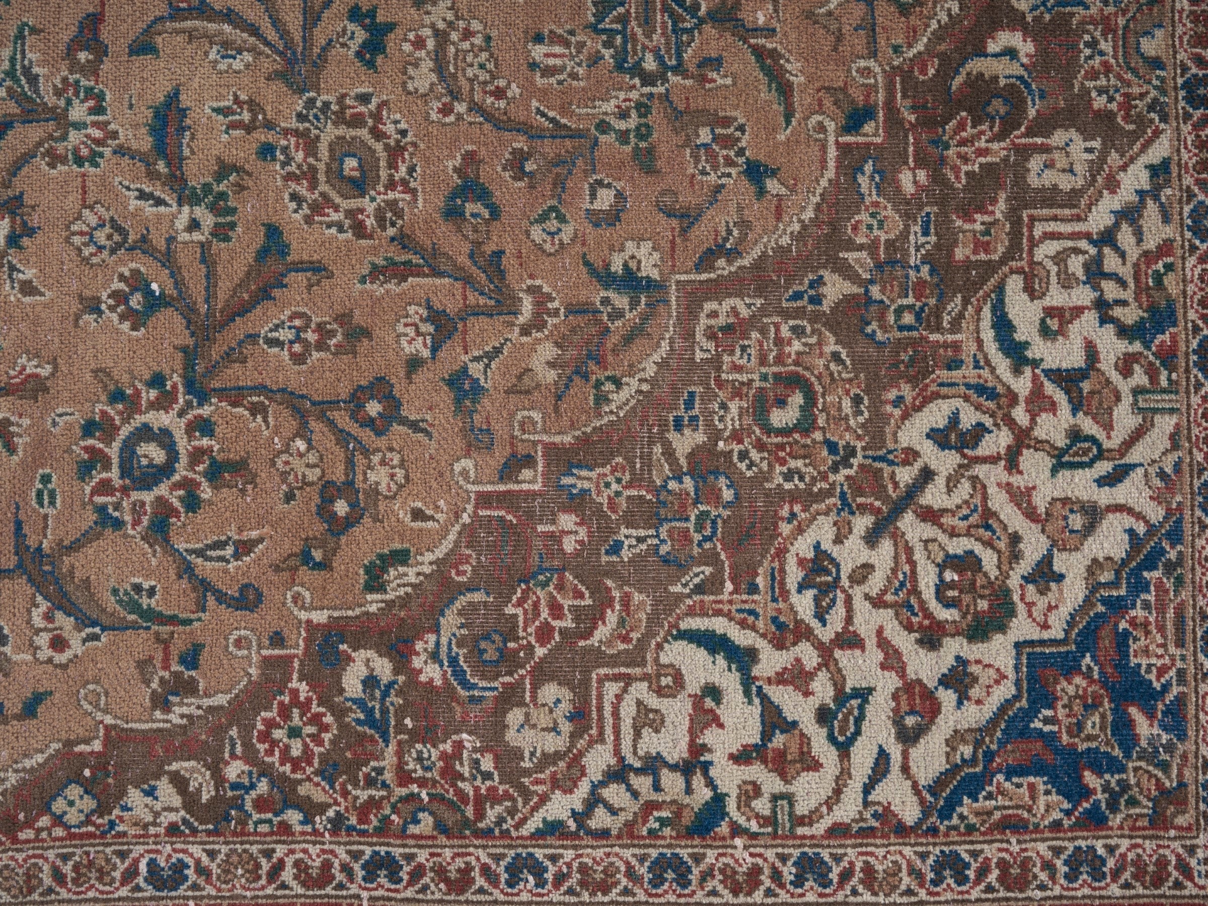 Persian Kashan oversized rug in terracotta and tan, view 11 of 15