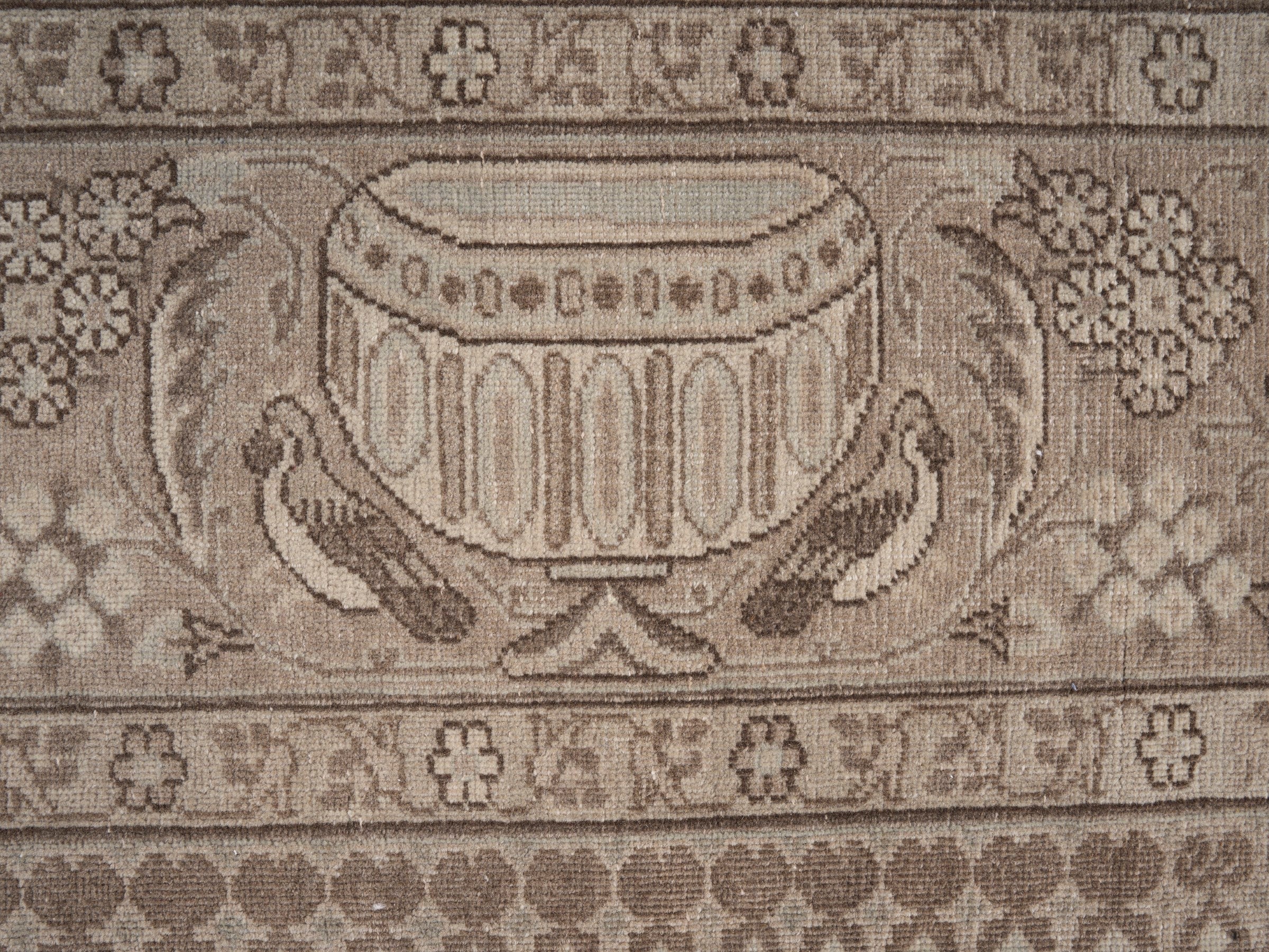 Persian Kashmar oversized rug in taupe and greige, view 7 of 15