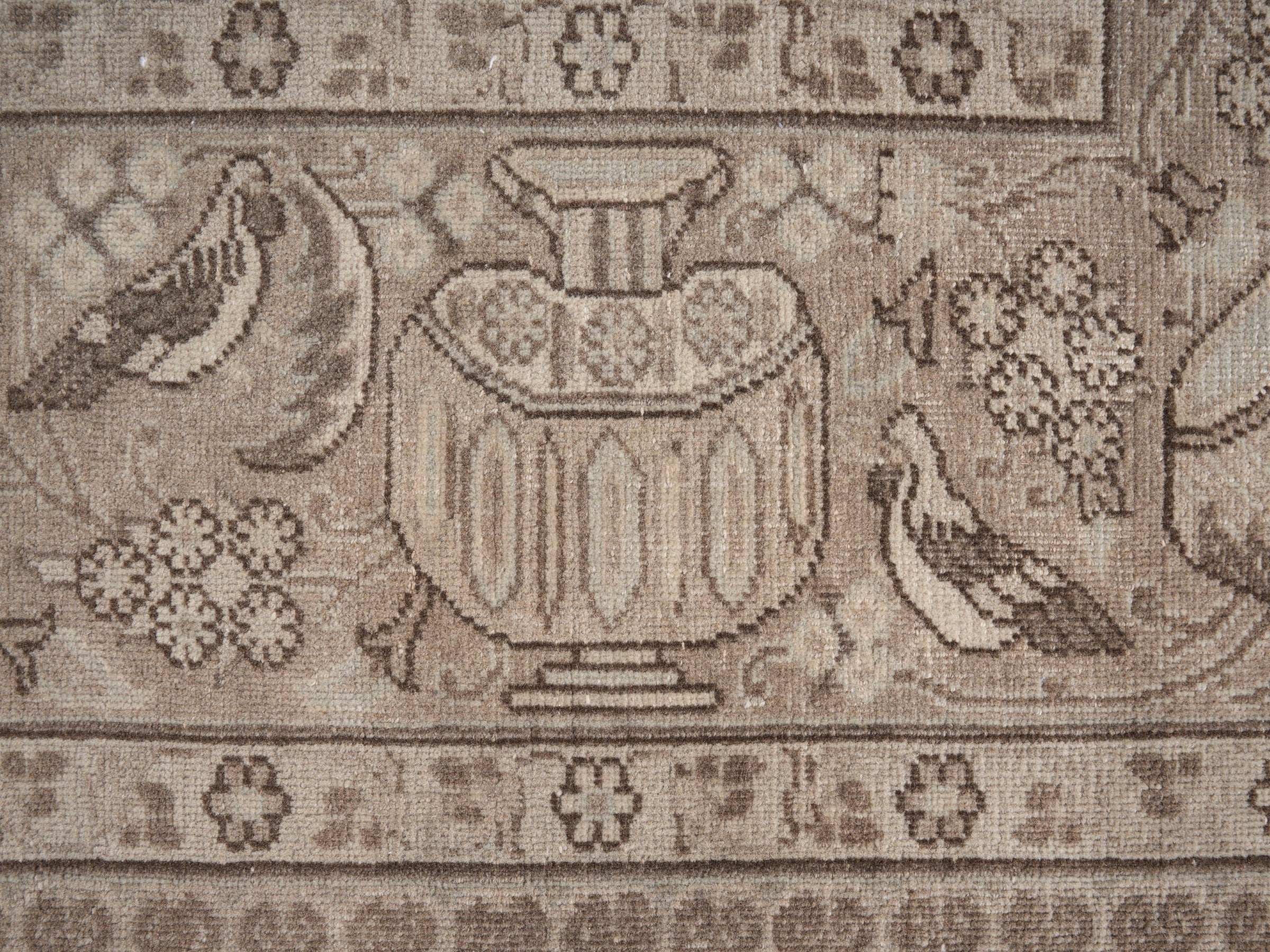 Persian Kashmar oversized rug in taupe and greige, view 8 of 15