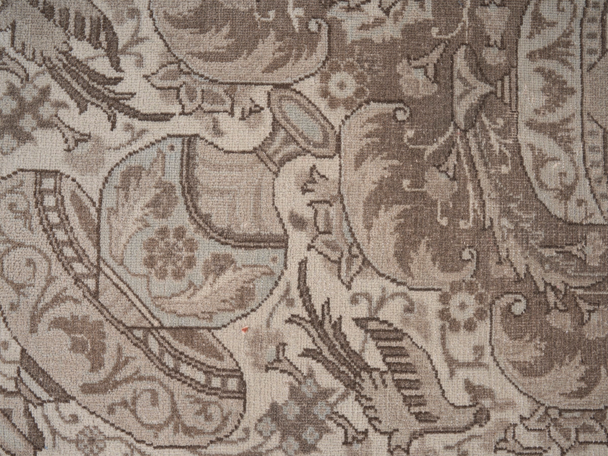 Persian Kashmar oversized rug in taupe and greige, view 9 of 15