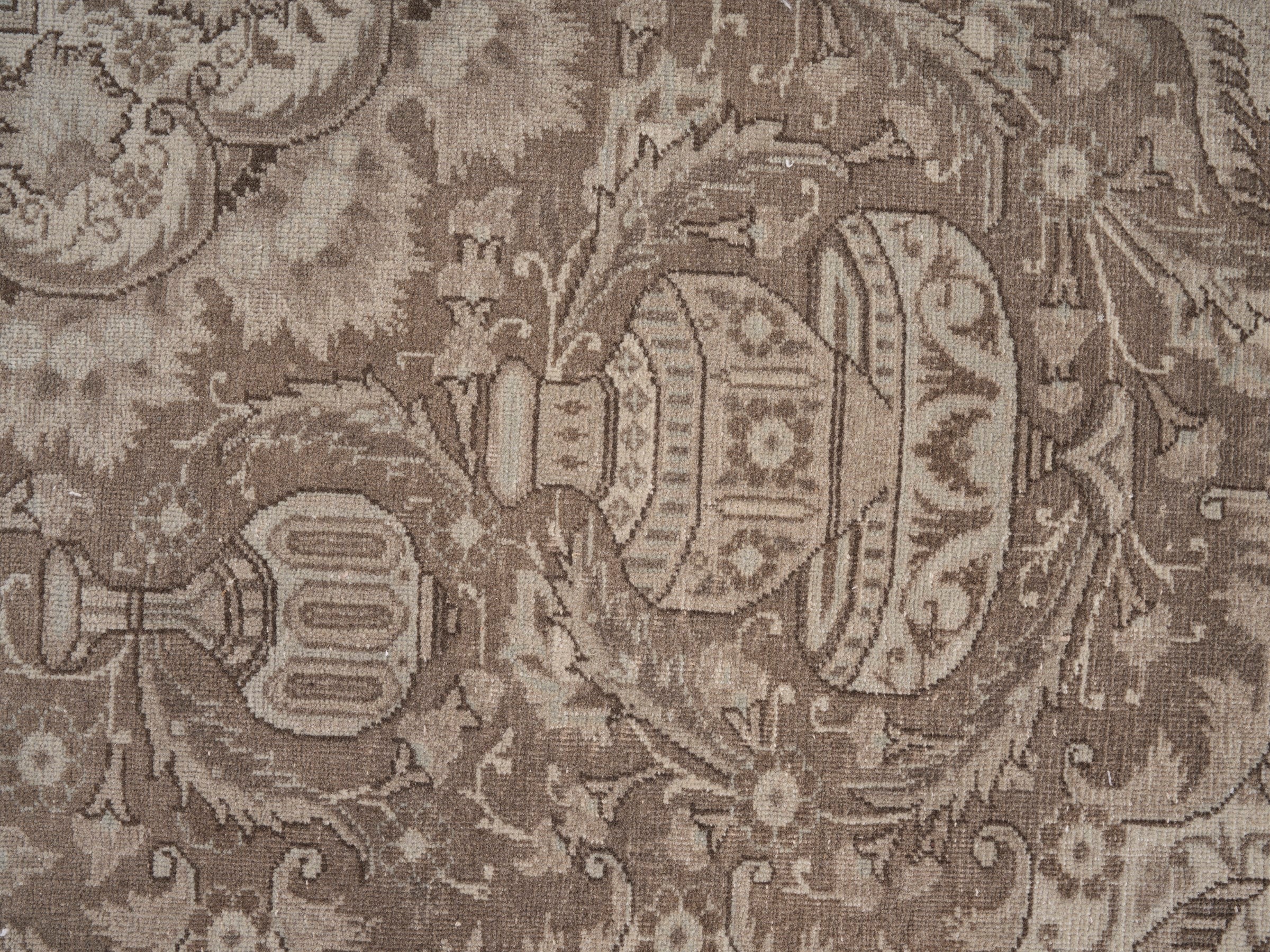 Persian Kashmar oversized rug in taupe and greige, view 10 of 15