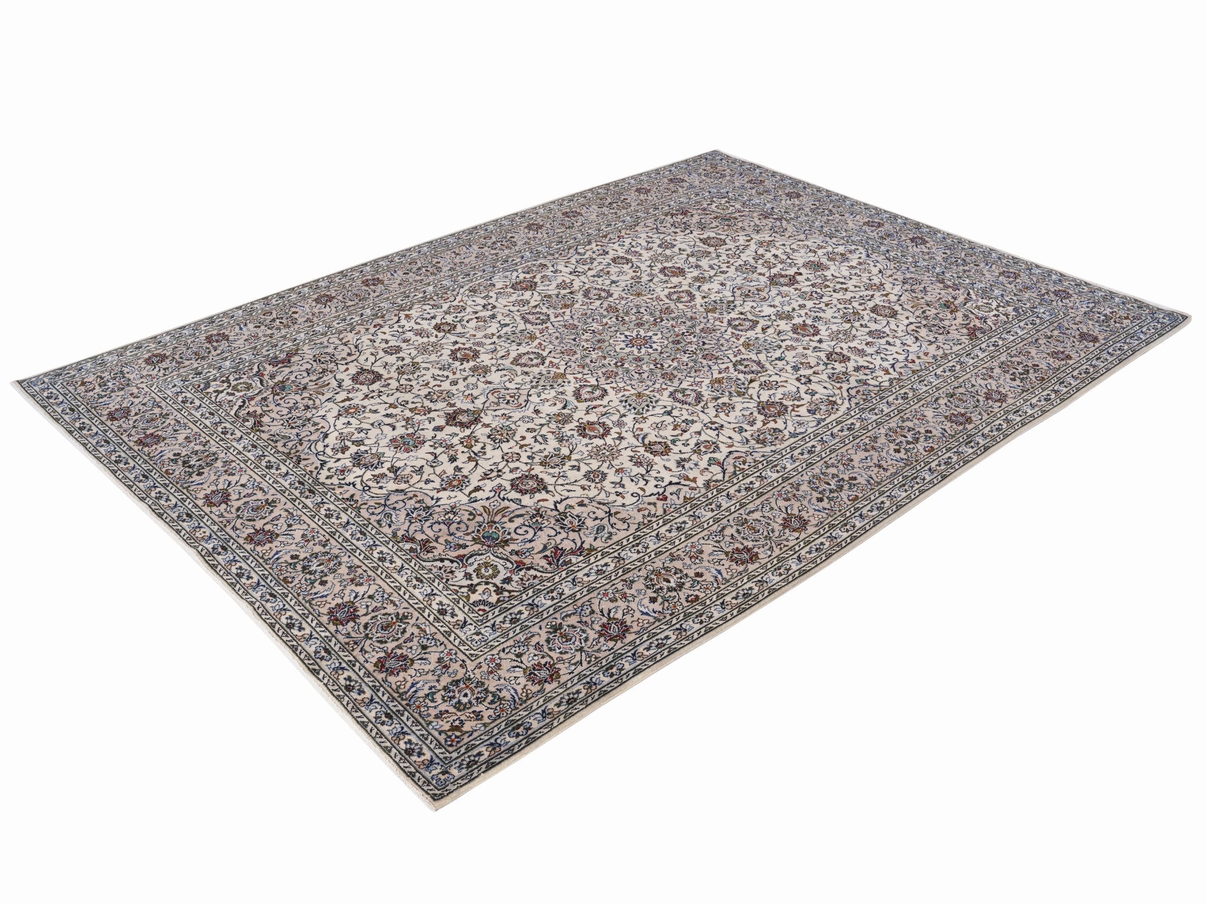 Persian Kashan oversized rug in ivory and burgundy, view 3 of 15