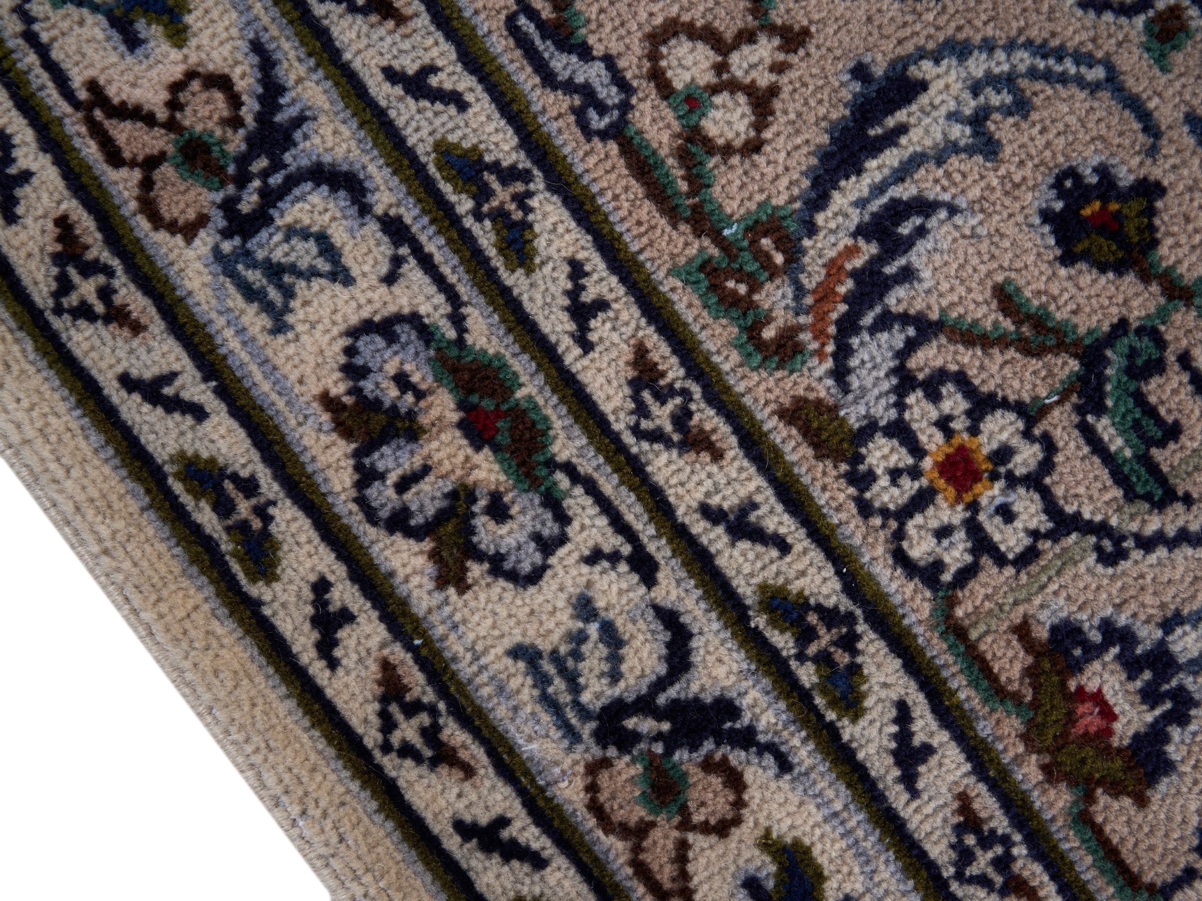 Persian Kashan oversized rug in ivory and burgundy, view 6 of 15