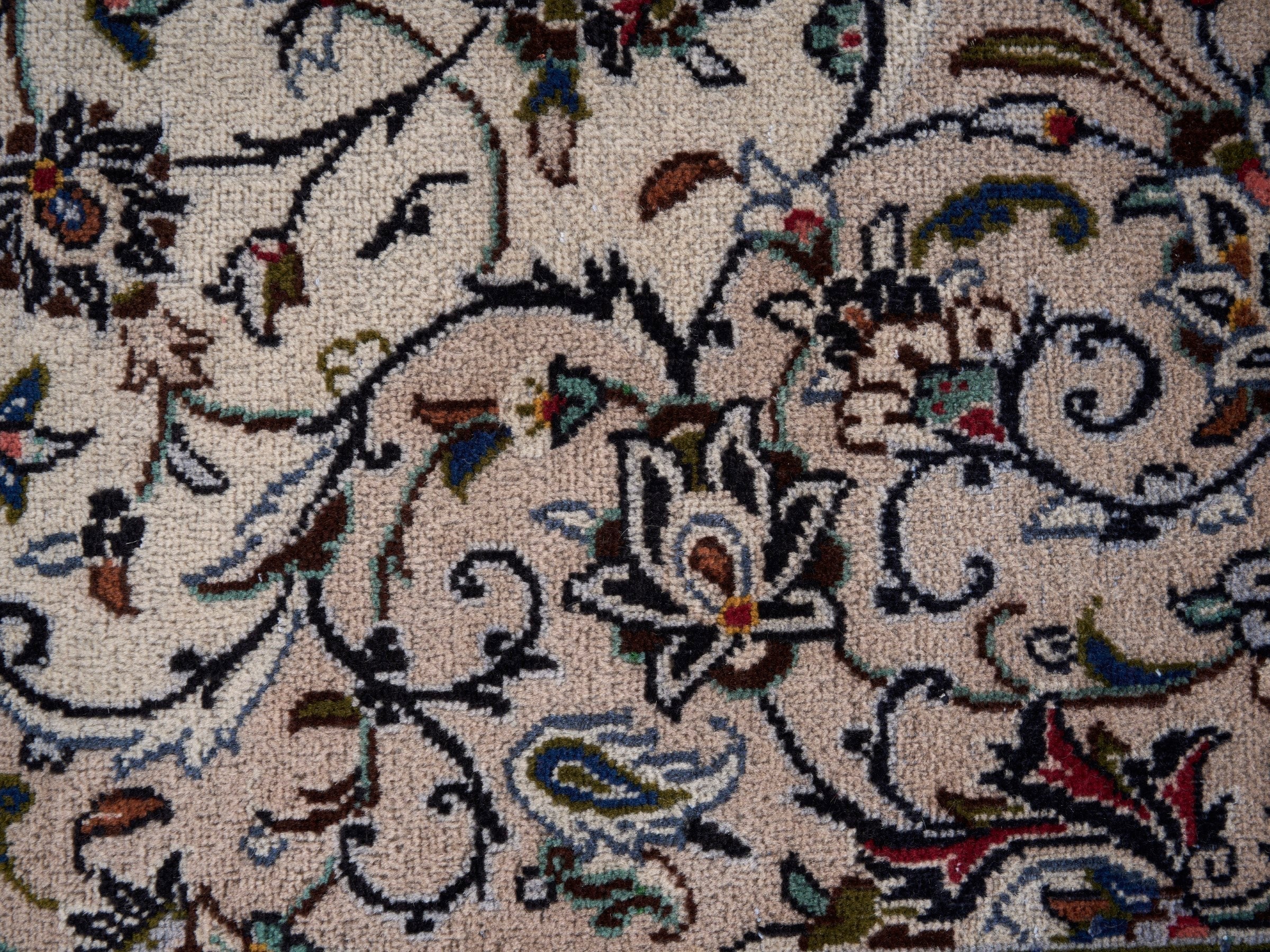 Persian Kashan oversized rug in ivory and burgundy, view 7 of 15