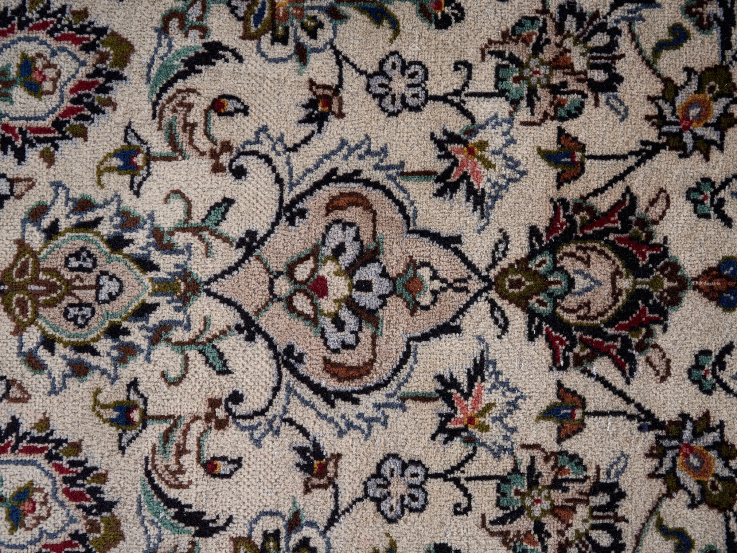 Persian Kashan oversized rug in ivory and burgundy, view 9 of 15