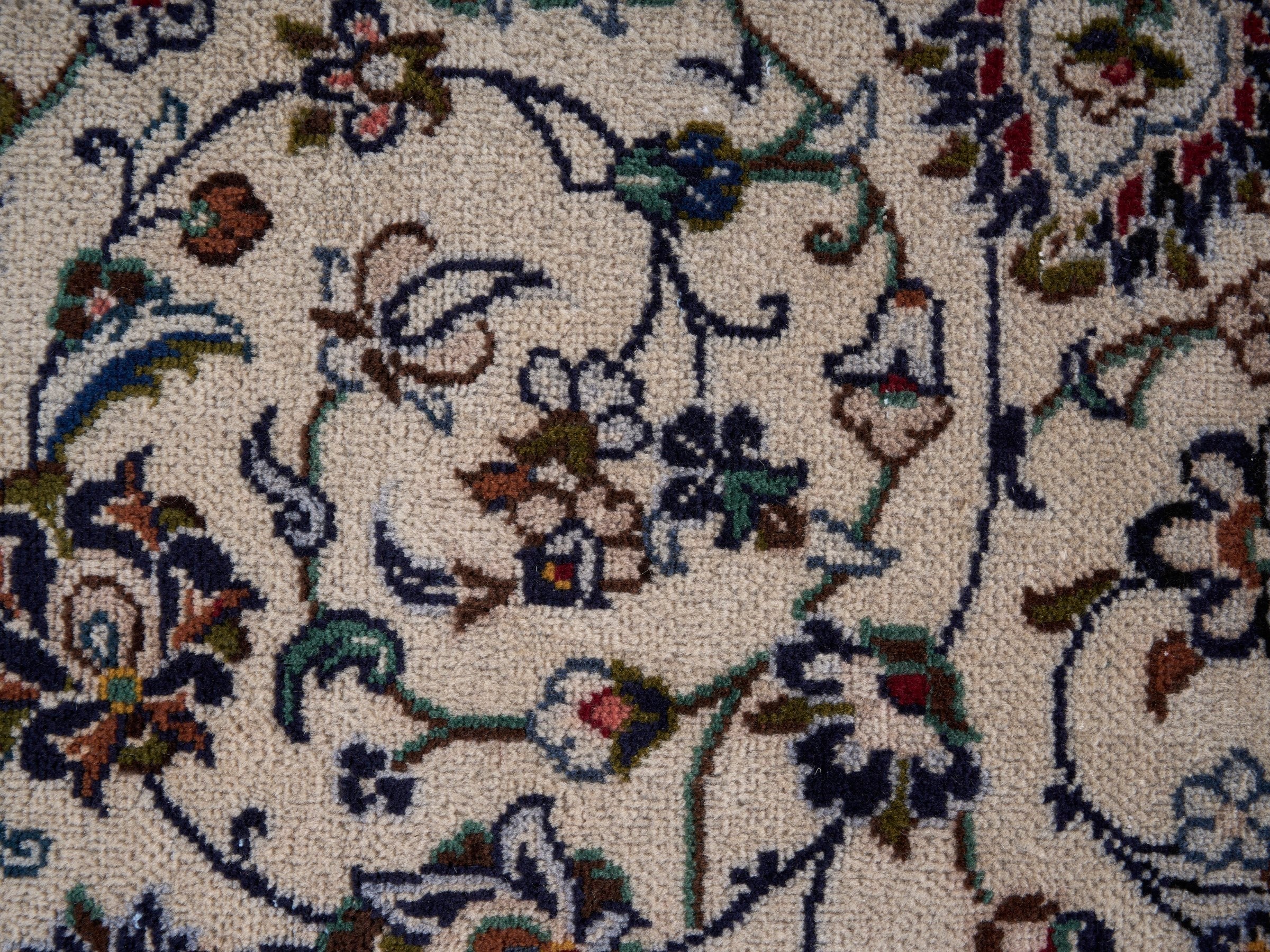 Persian Kashan oversized rug in ivory and burgundy, view 10 of 15