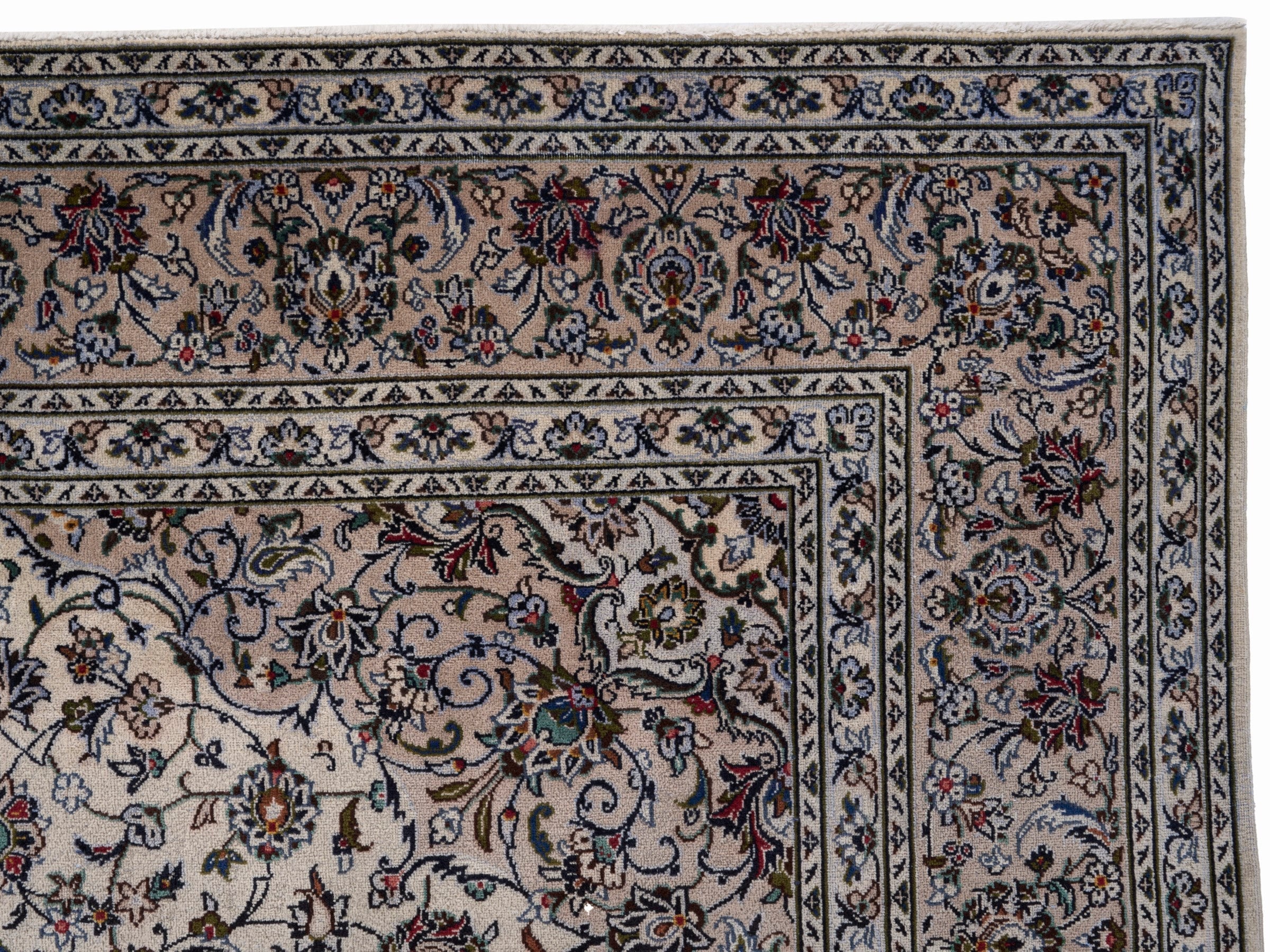 Persian Kashan oversized rug in ivory and burgundy, view 13 of 15