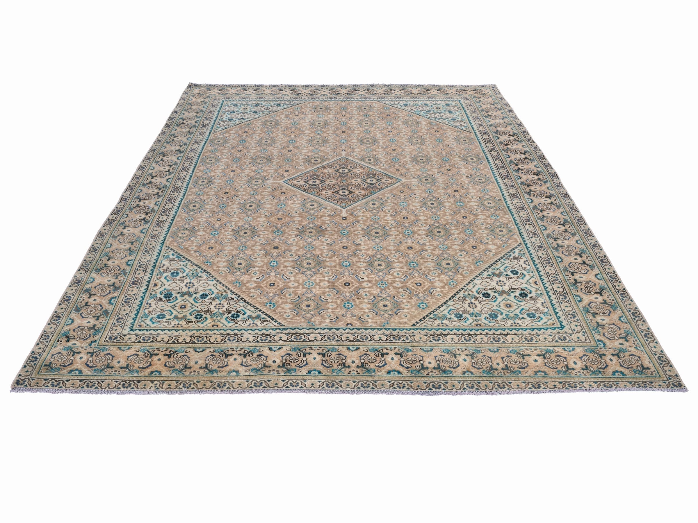 Persian Mahal oversized rug in terracotta and teal, view 2 of 15