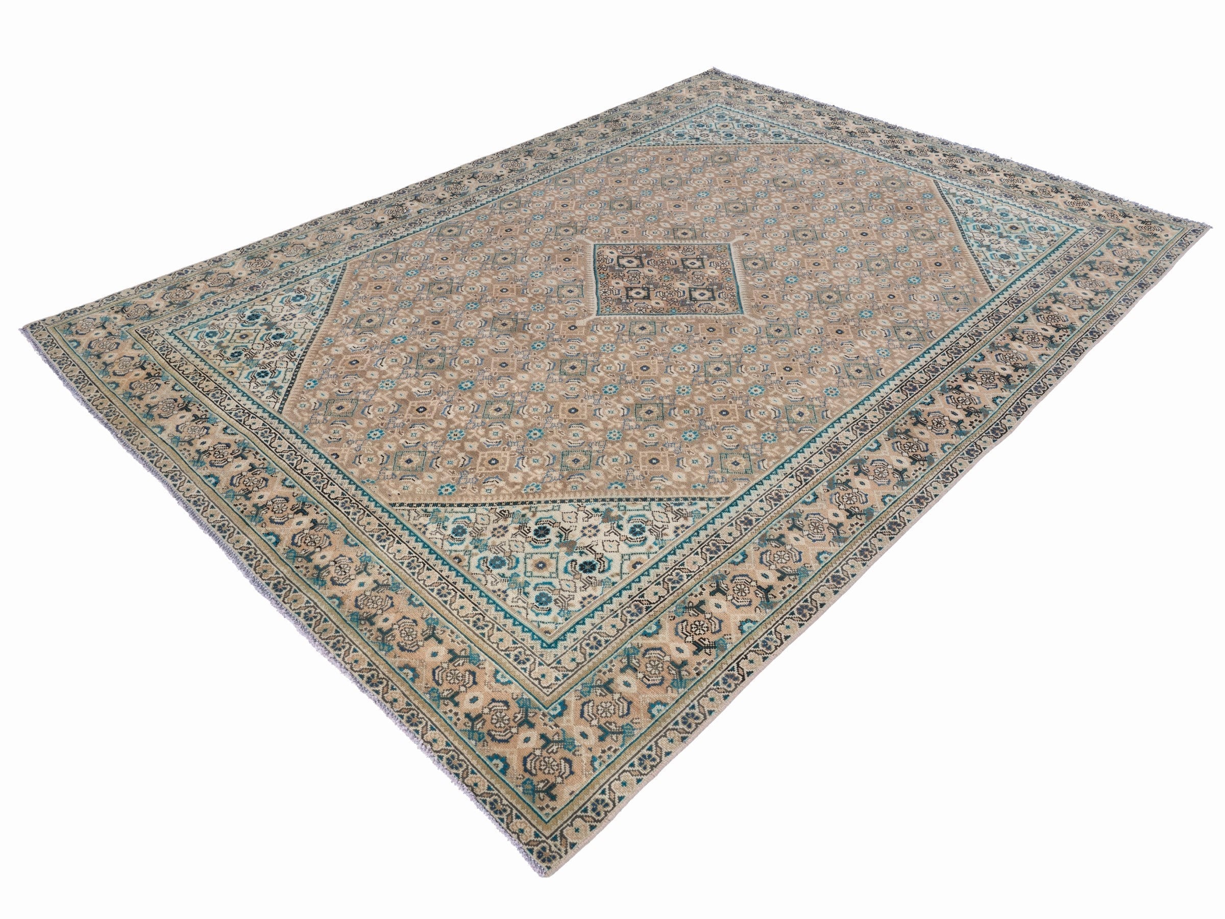 Persian Mahal oversized rug in terracotta and teal, view 3 of 15