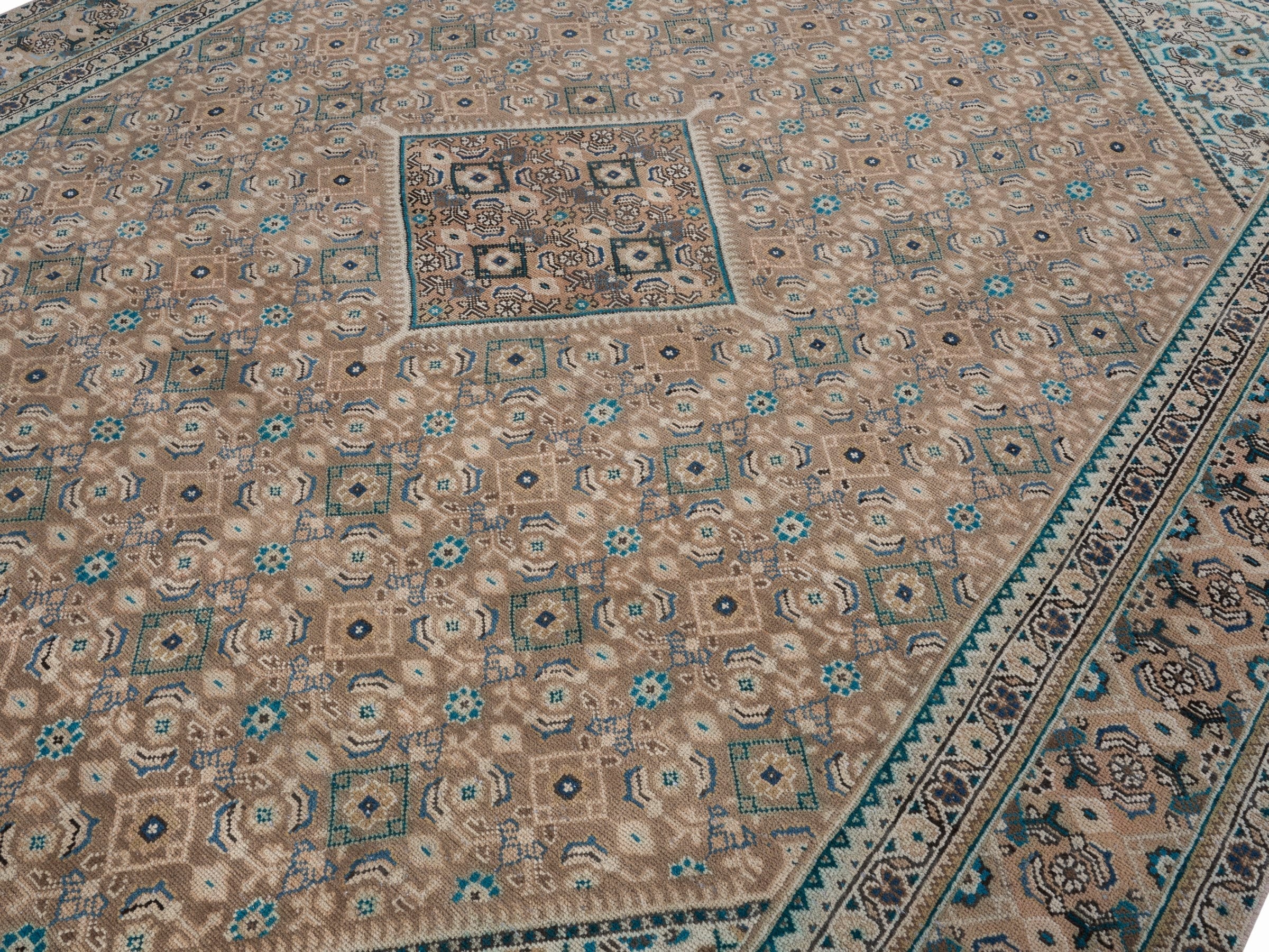 Persian Mahal oversized rug in terracotta and teal, view 5 of 15