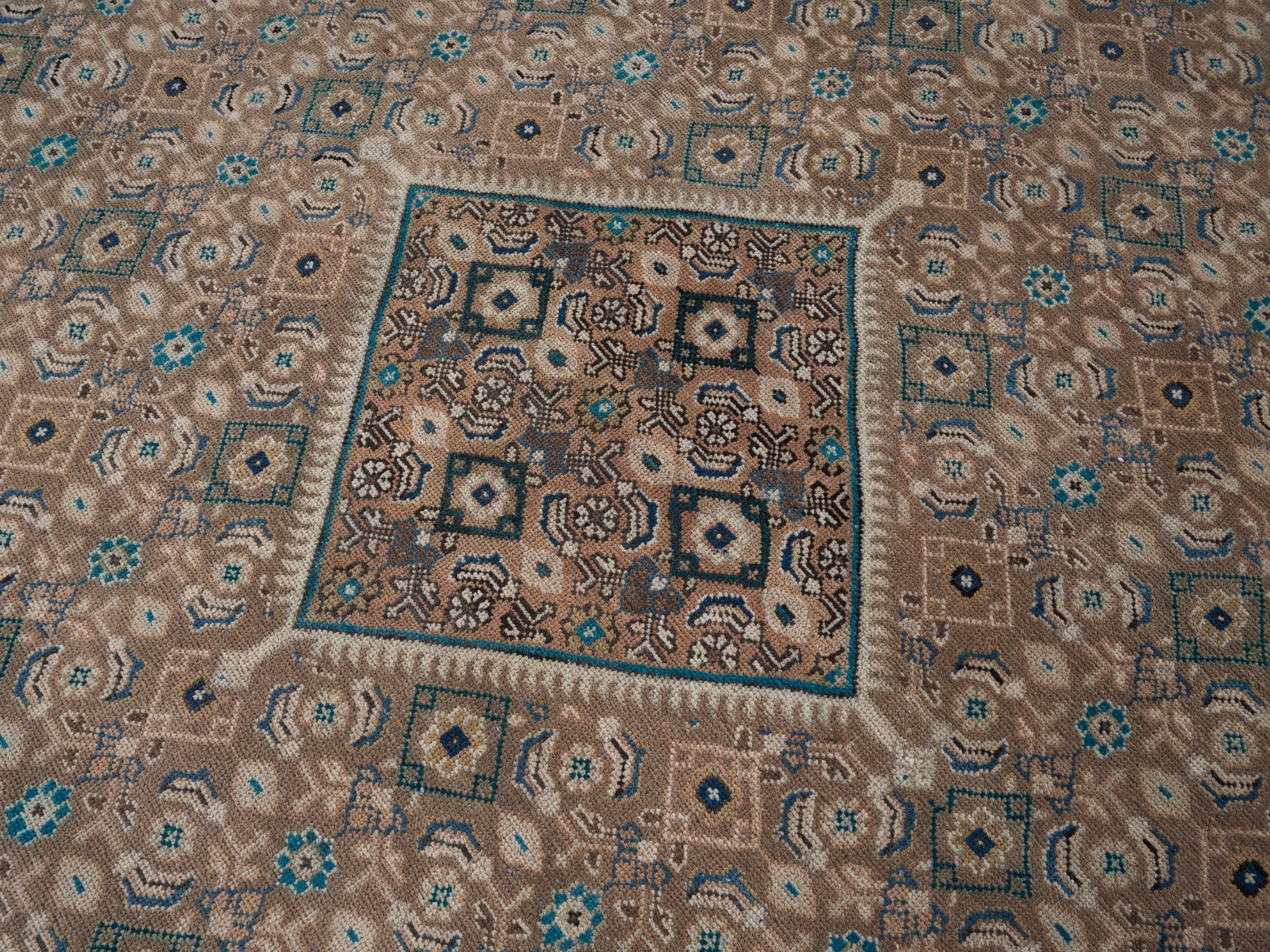 Persian Mahal oversized rug in terracotta and teal, view 12 of 15