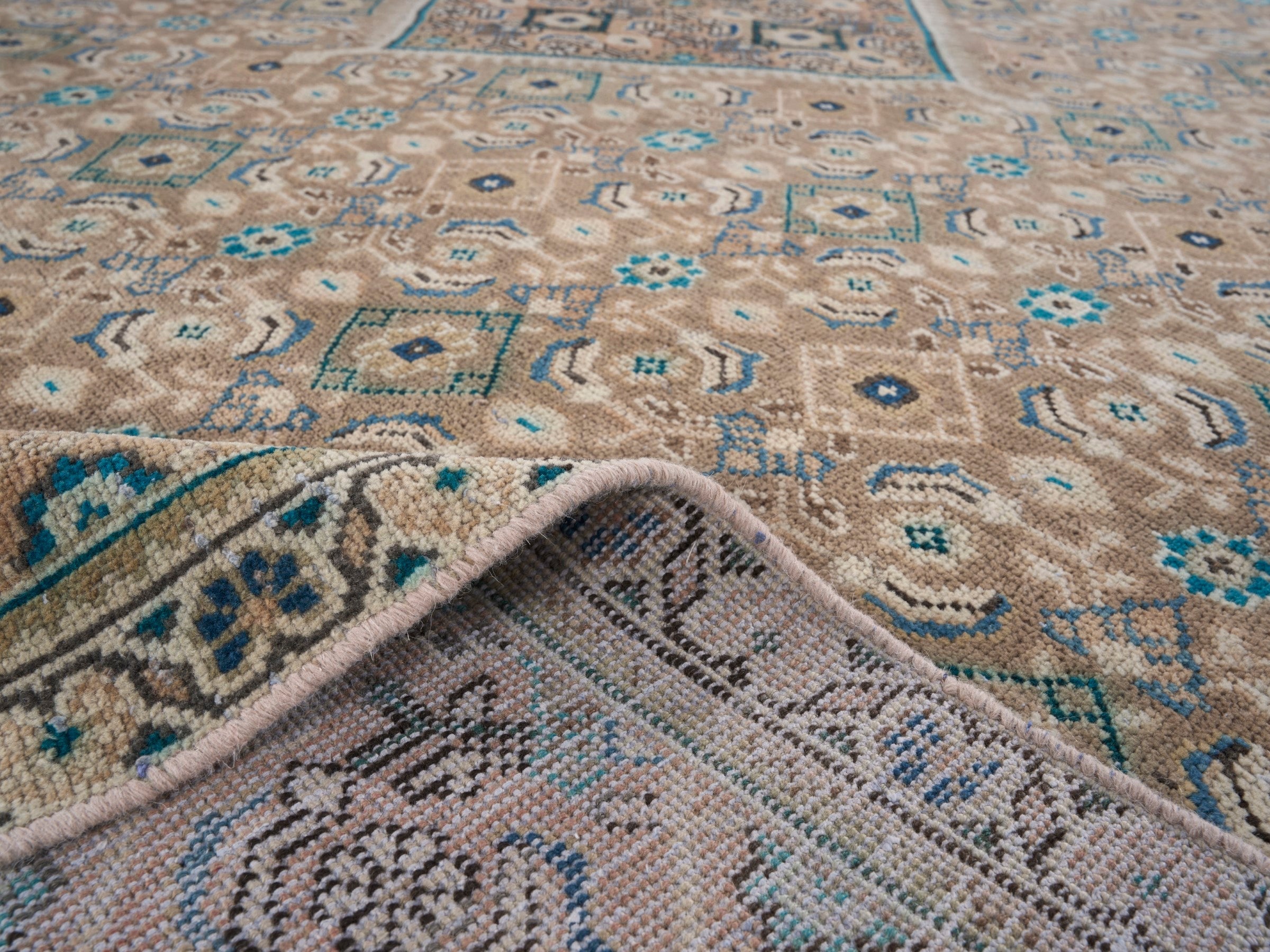 Persian Mahal oversized rug in terracotta and teal, view 14 of 15