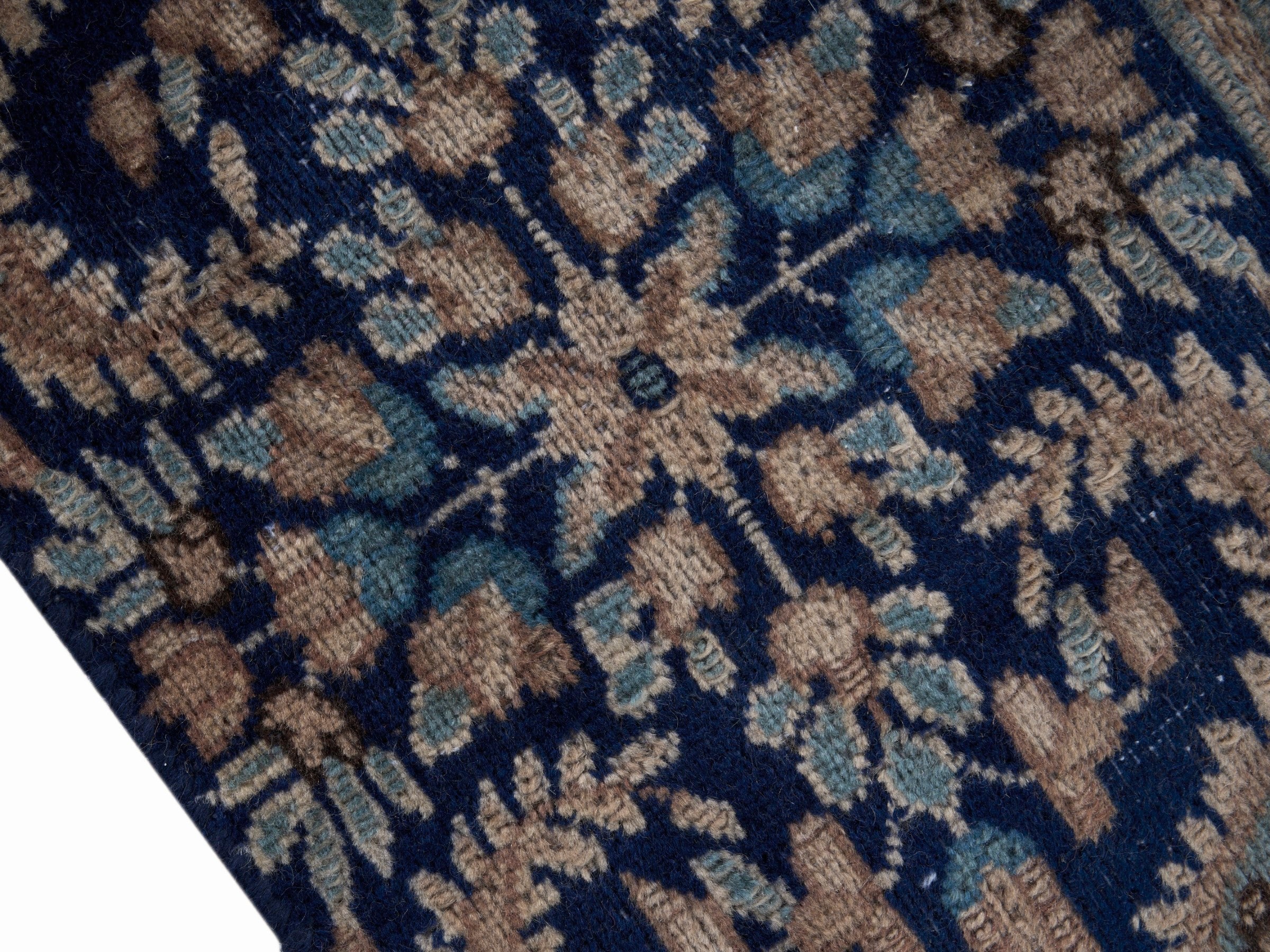 Persian Kerman oversized rug in navy and cream, view 6 of 15