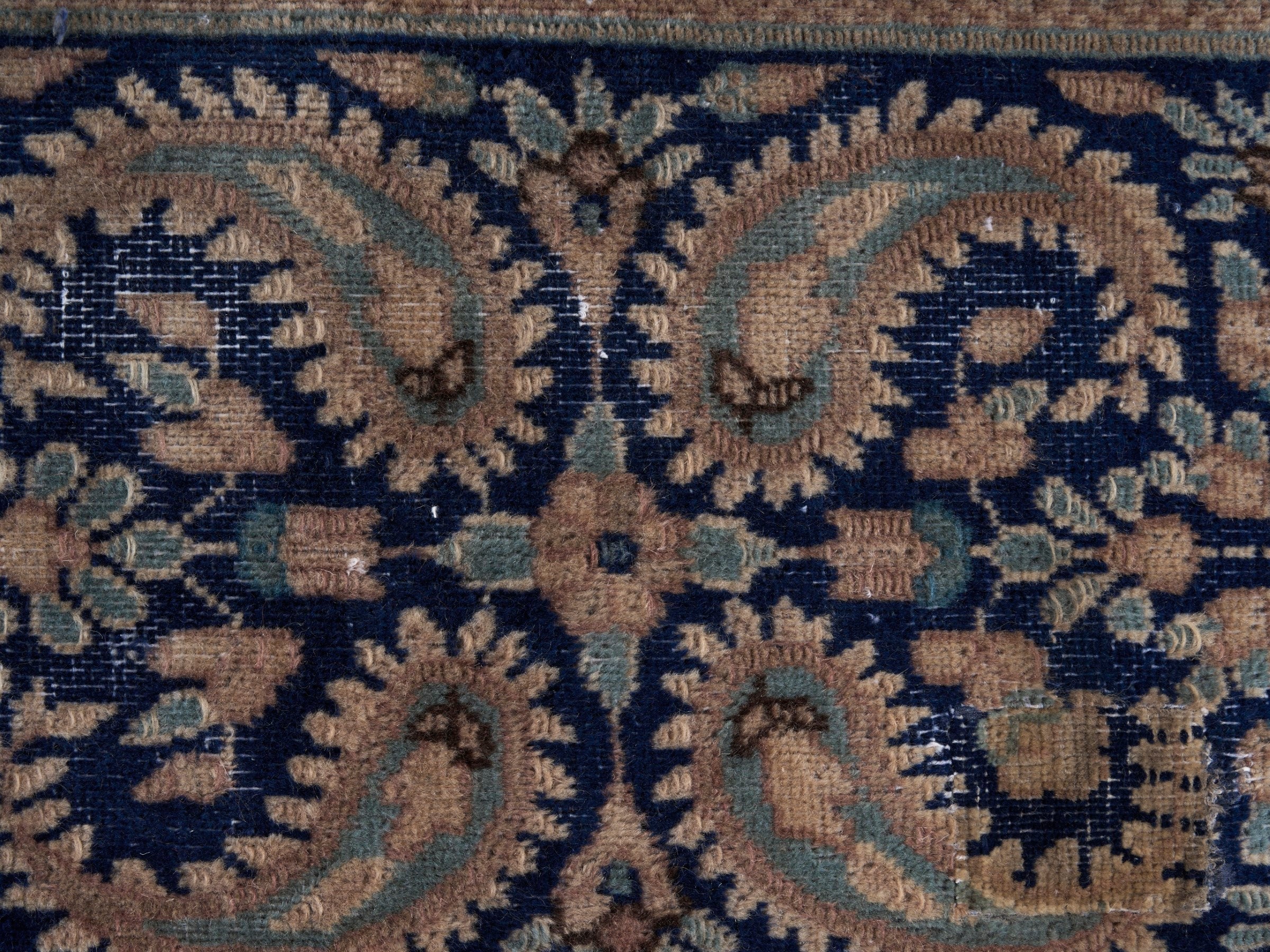 Persian Kerman oversized rug in navy and cream, view 7 of 15