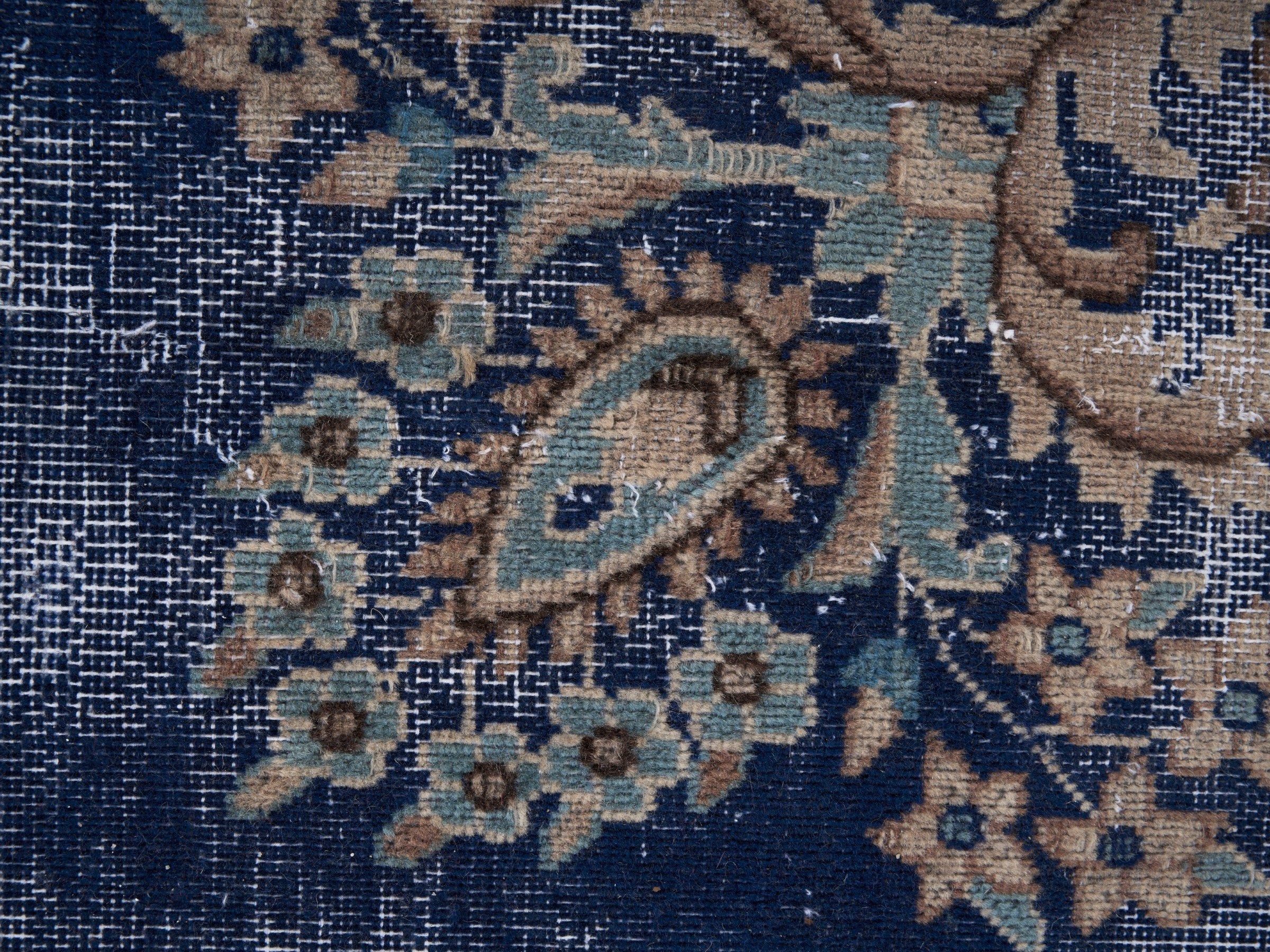 Persian Kerman oversized rug in navy and cream, view 11 of 15