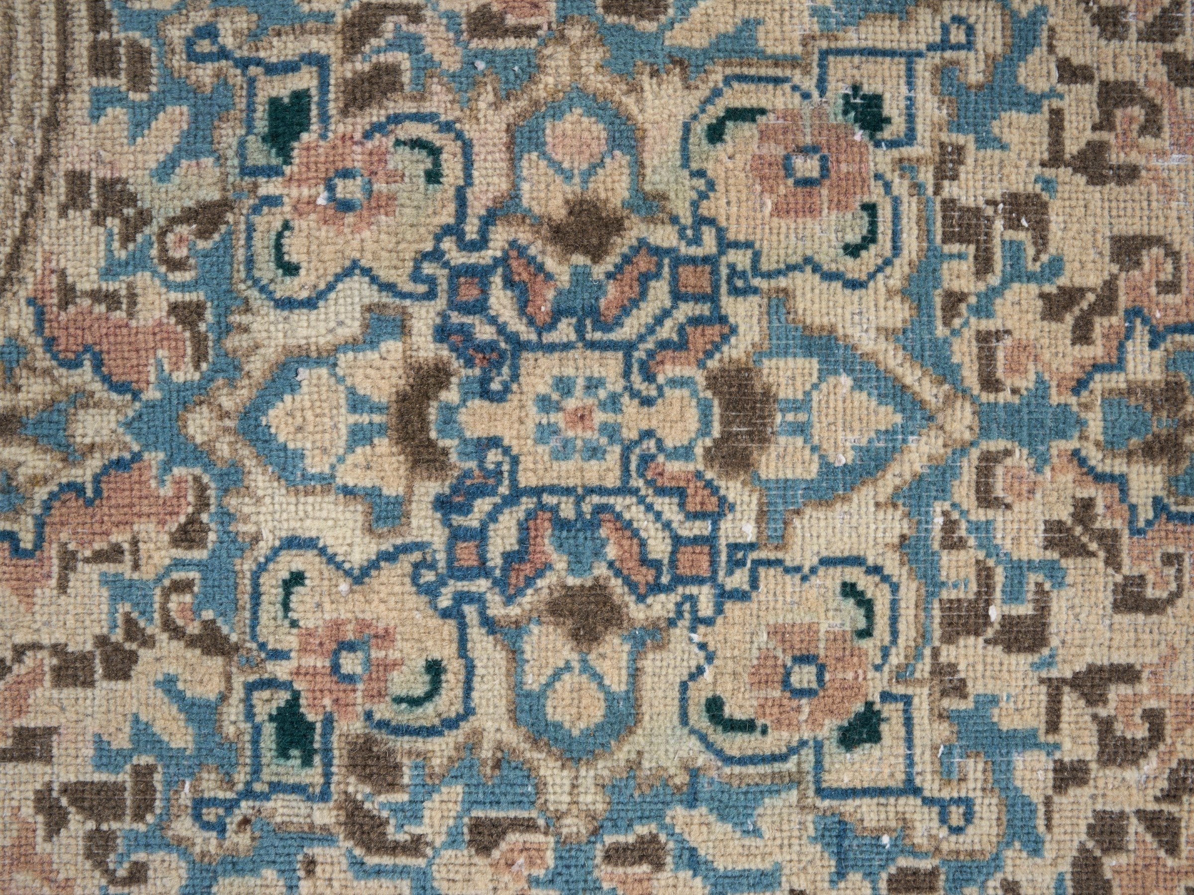 Persian Kerman oversized rug in muted pink and straw, view 9 of 15