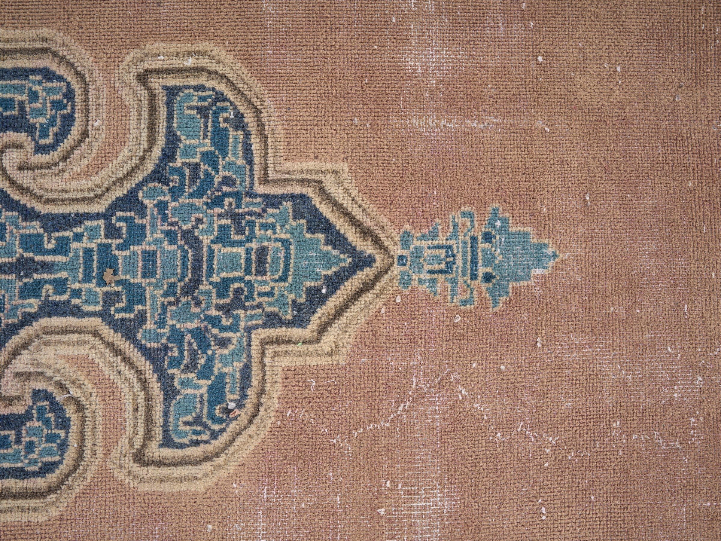 Persian Kerman oversized rug in muted pink and straw, view 11 of 15