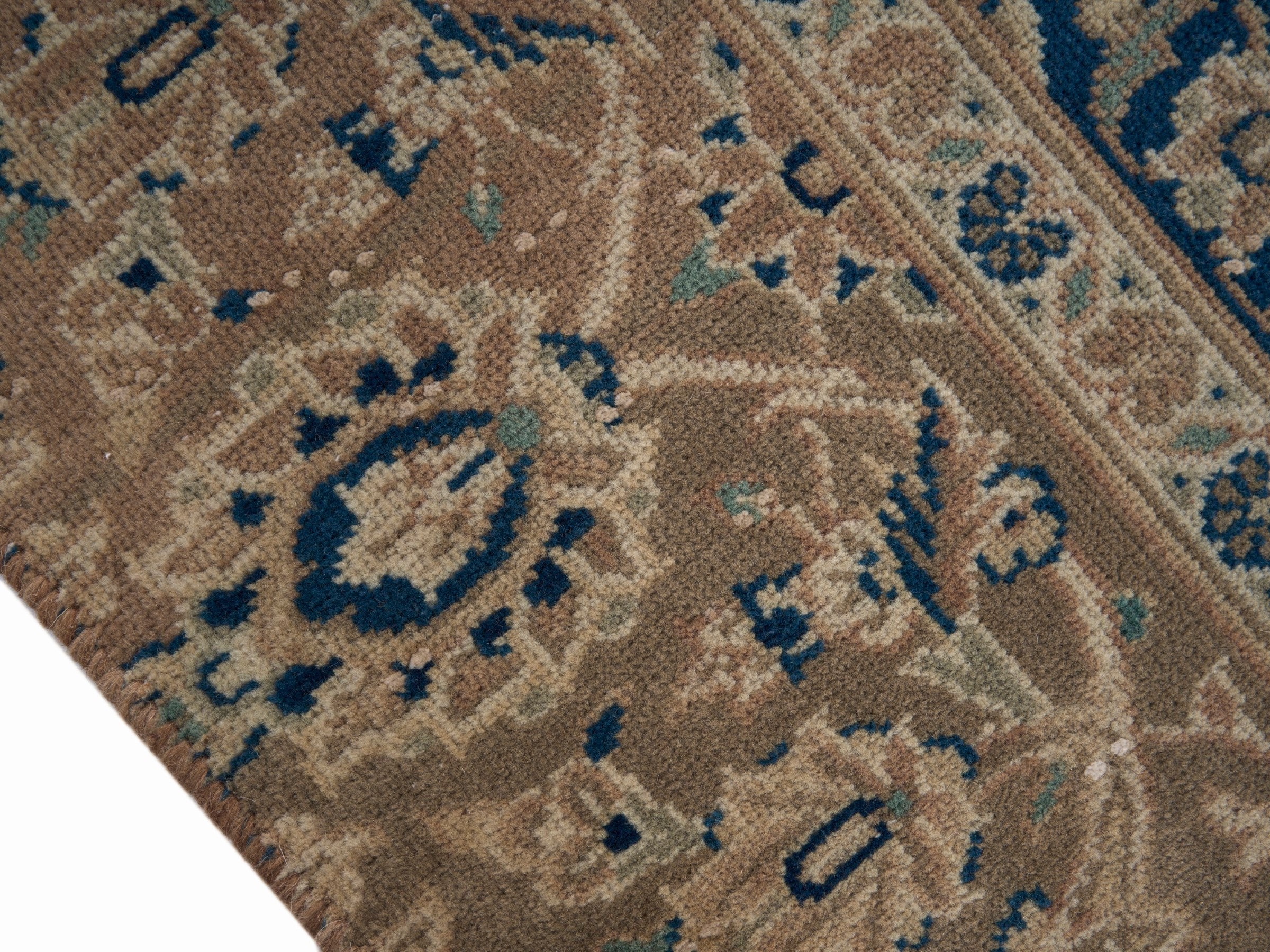 Persian Kashan oversized rug in terracotta and denim, view 6 of 15