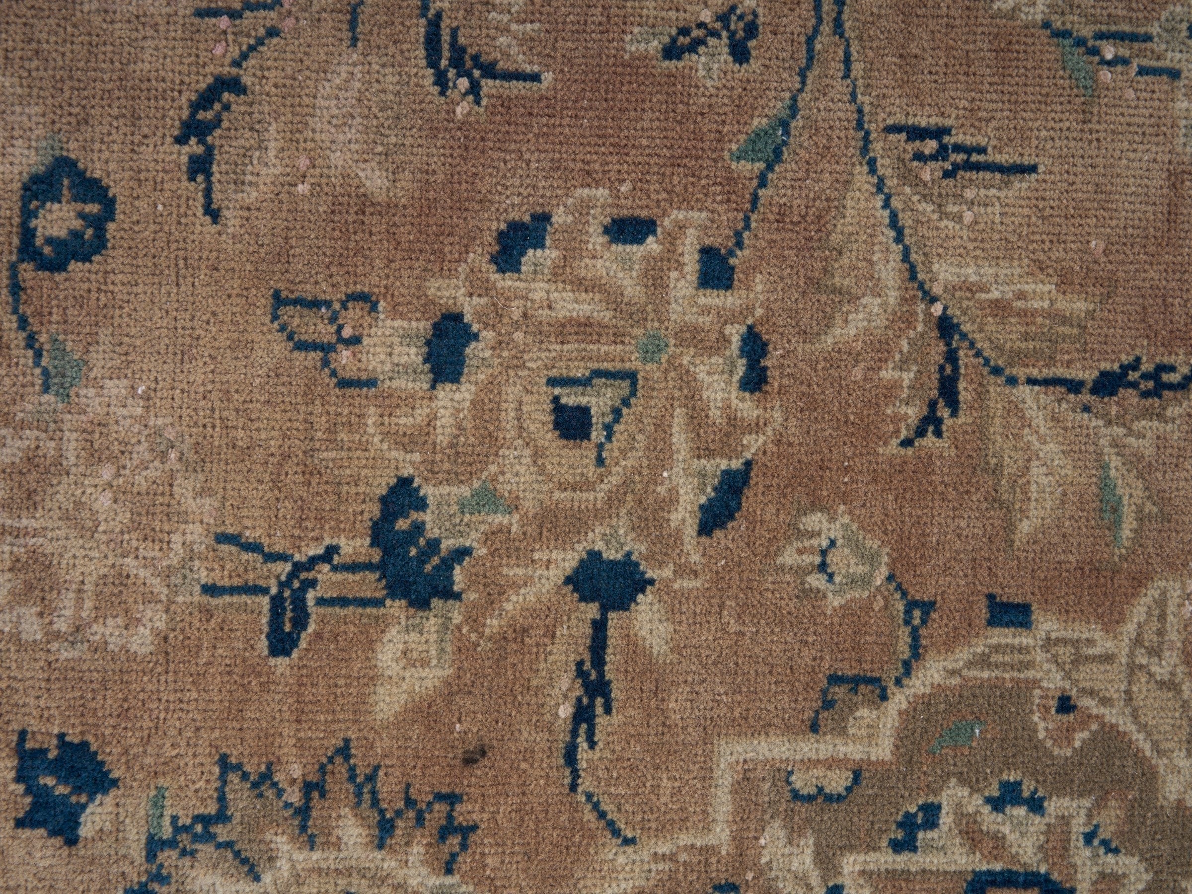 Persian Kashan oversized rug in terracotta and denim, view 7 of 15