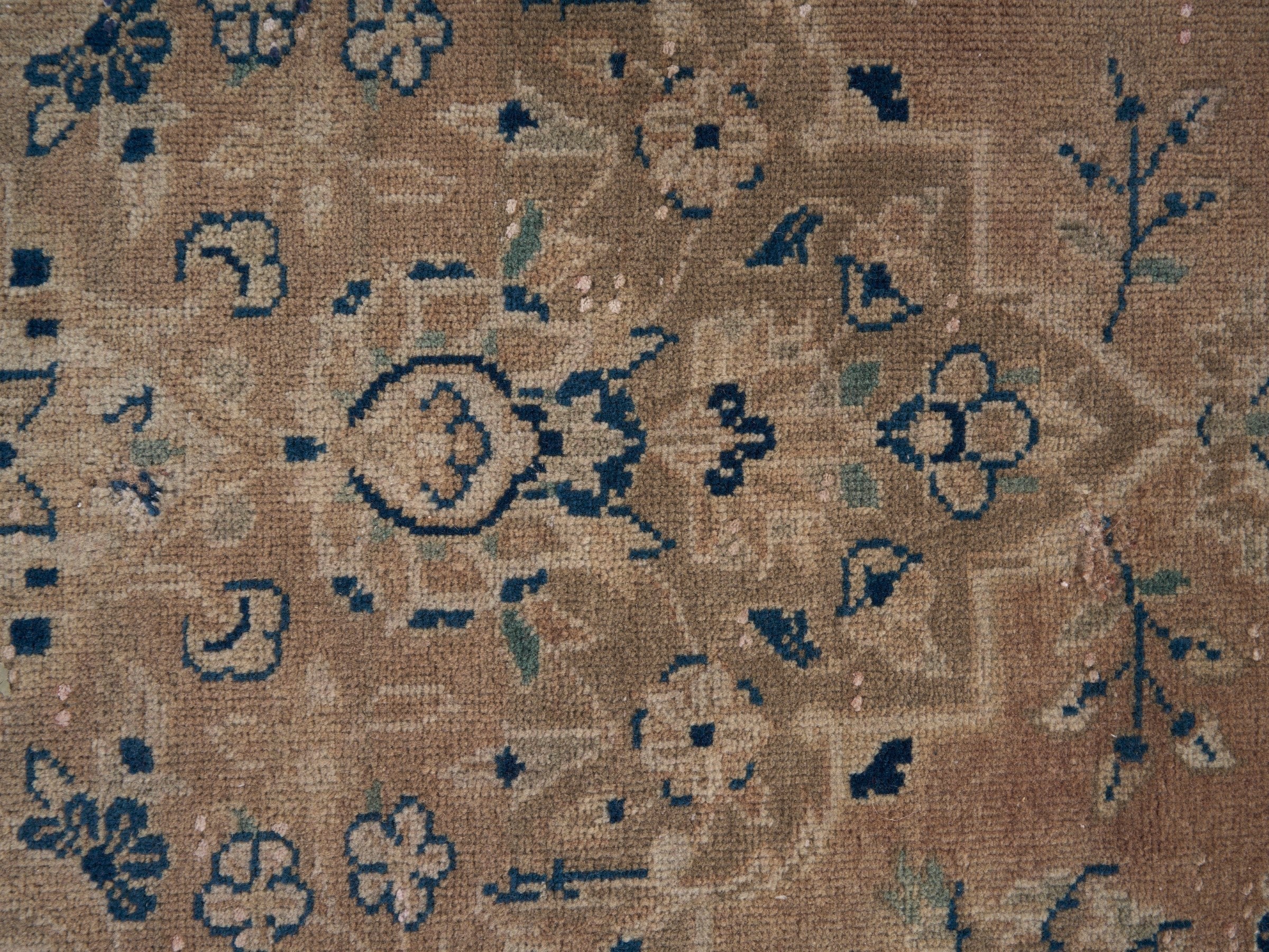 Persian Kashan oversized rug in terracotta and denim, view 9 of 15