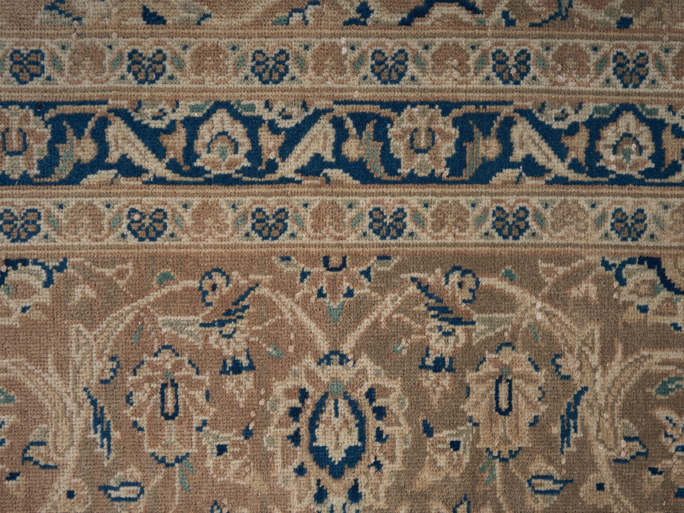 Persian Kashan oversized rug in terracotta and denim, view 11 of 15