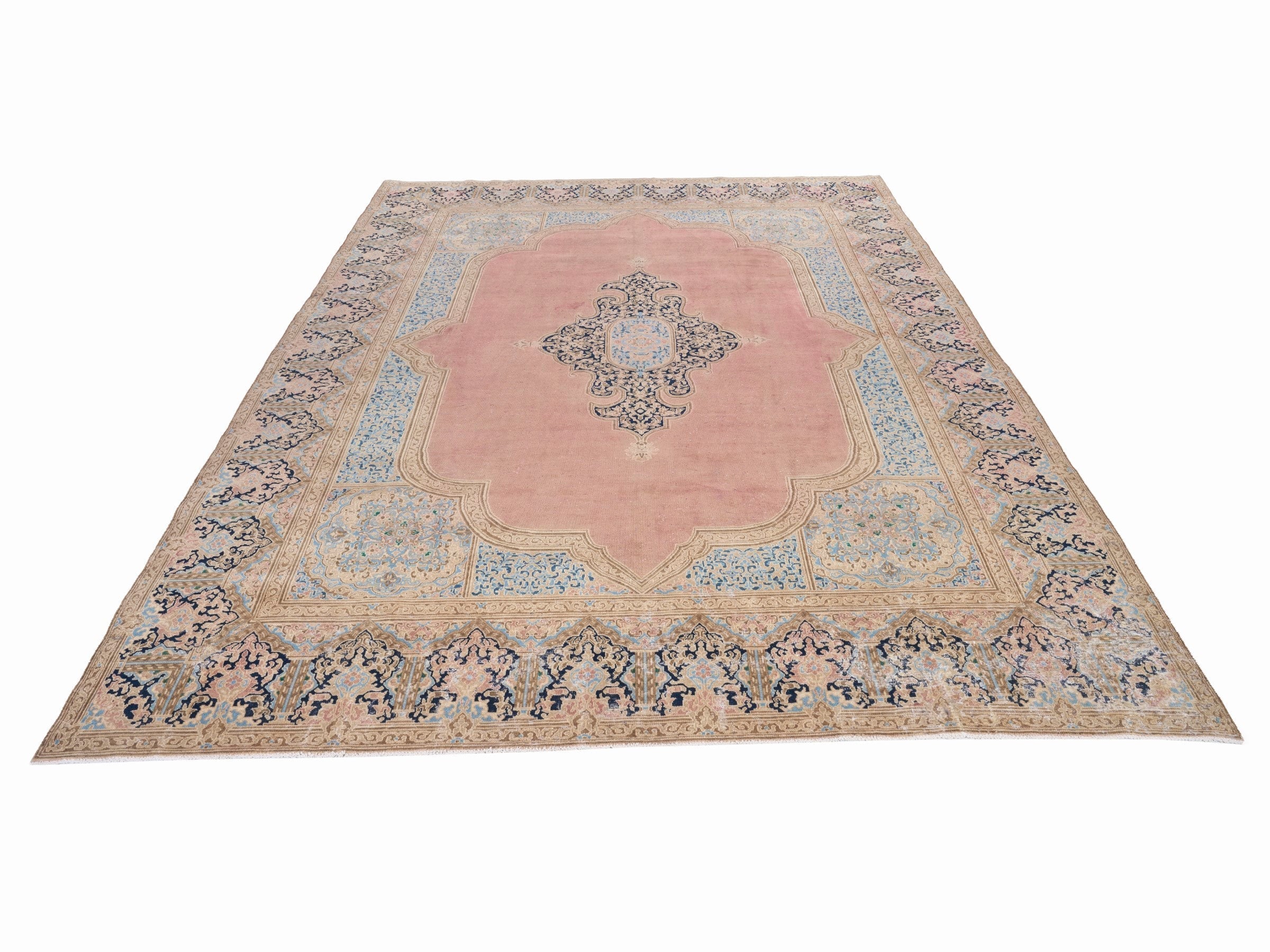 Persian Kerman oversized rug in dusty rose and cream, view 2 of 15