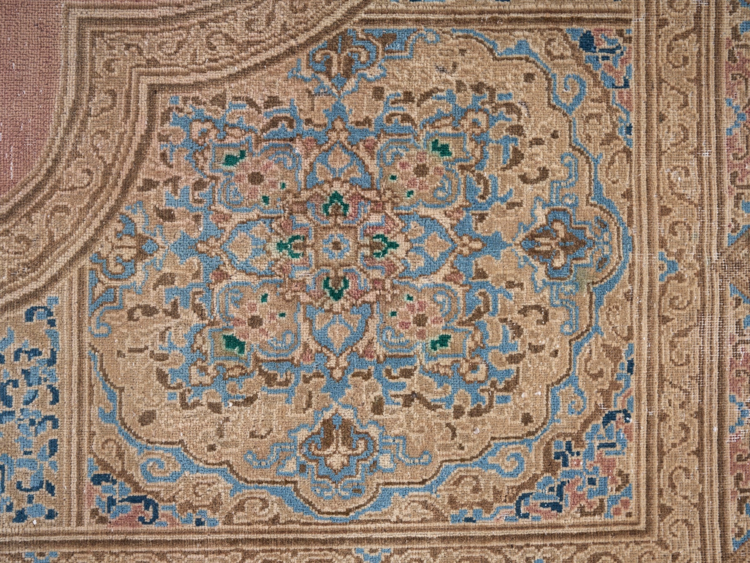 Persian Kerman oversized rug in dusty rose and cream, view 9 of 15
