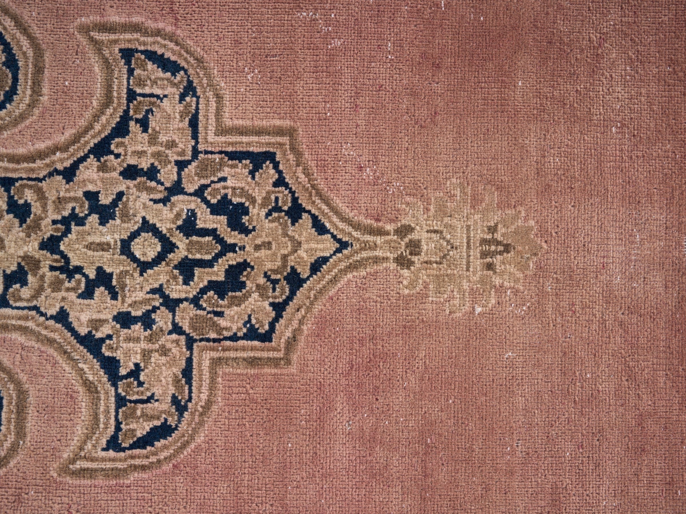 Persian Kerman oversized rug in dusty rose and cream, view 10 of 15