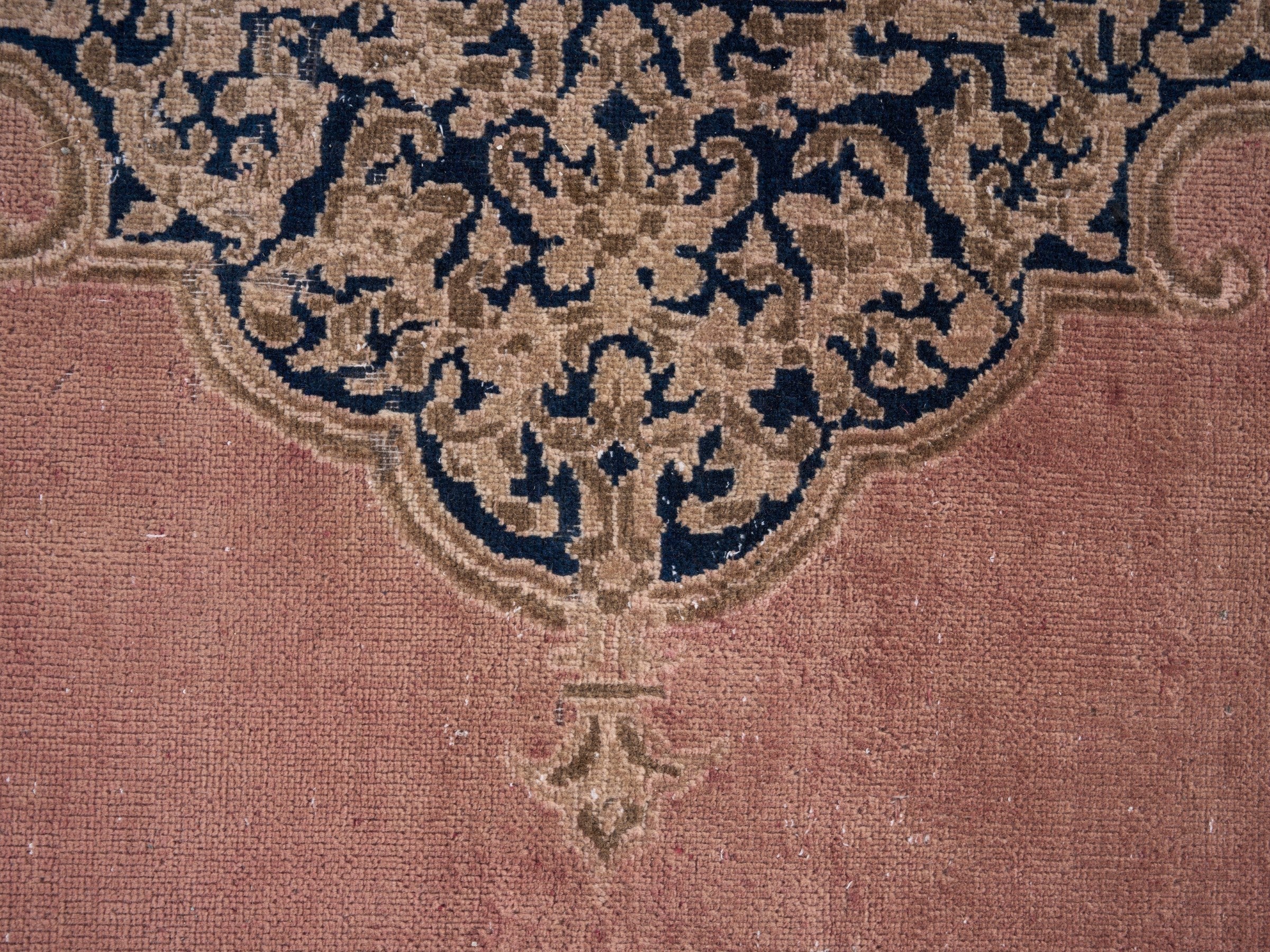 Persian Kerman oversized rug in dusty rose and cream, view 11 of 15