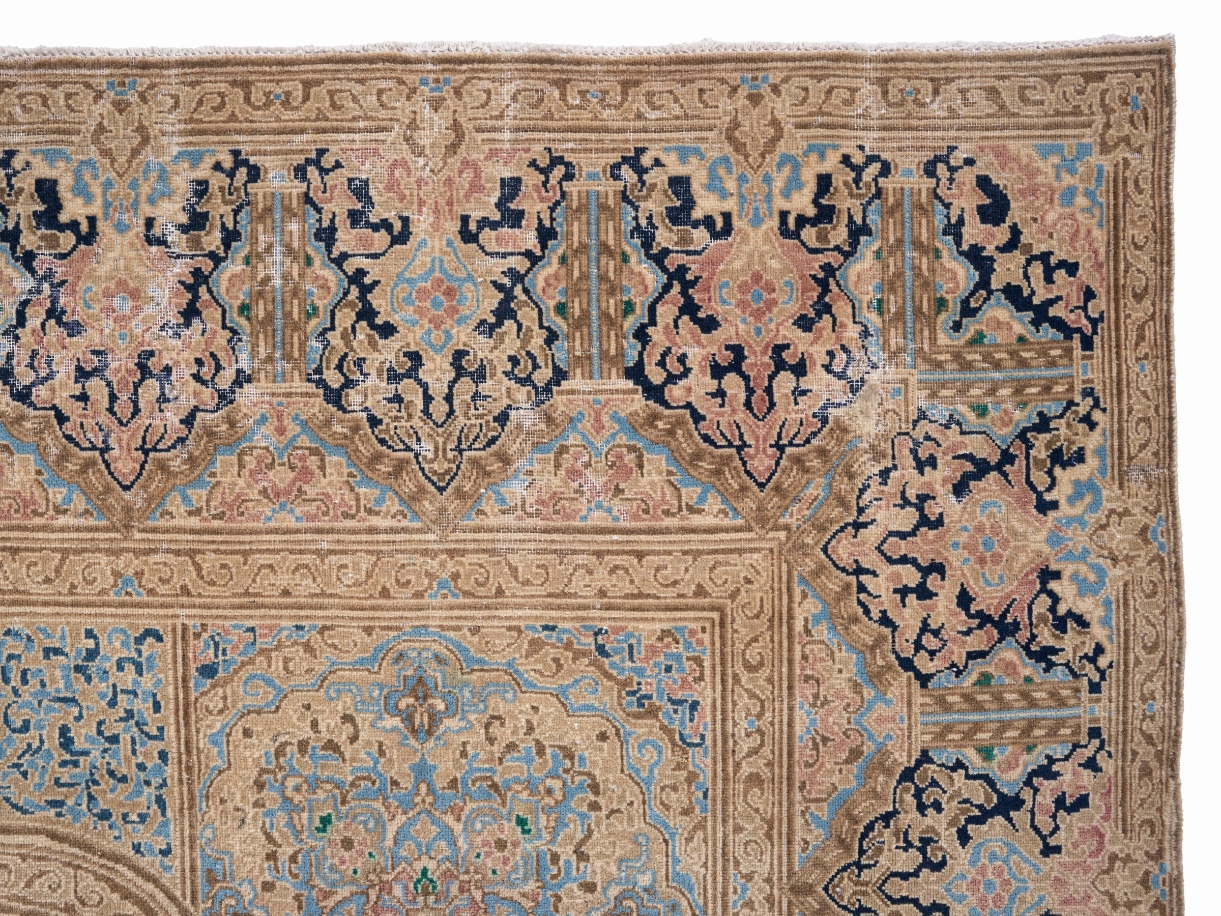 Persian Kerman oversized rug in dusty rose and cream, view 13 of 15