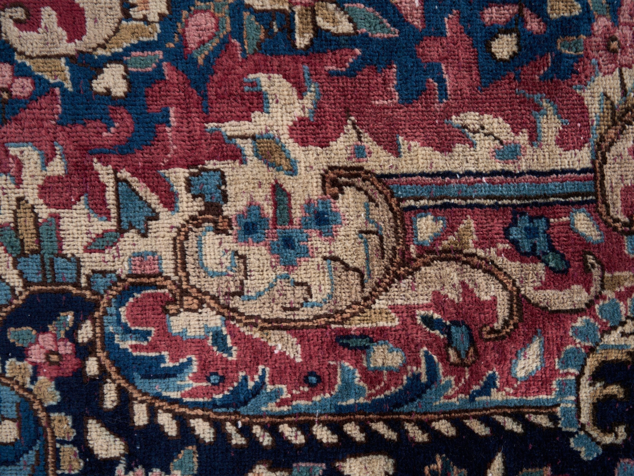 Persian Kerman oversized rug in deep red and navy, view 7 of 15