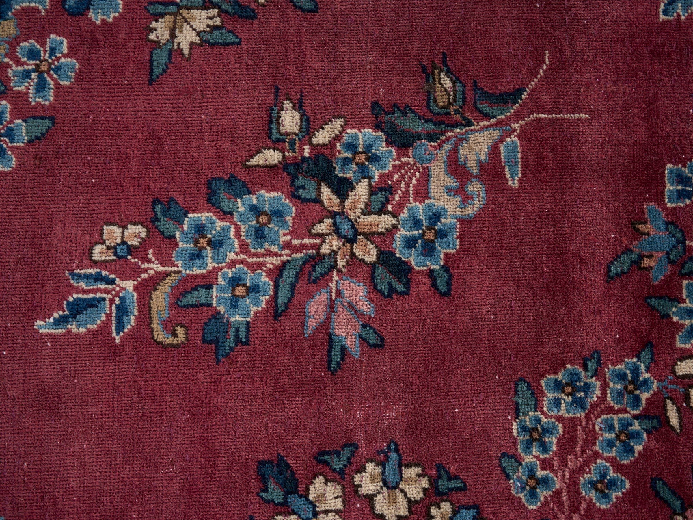 Persian Kerman oversized rug in deep red and navy, view 9 of 15