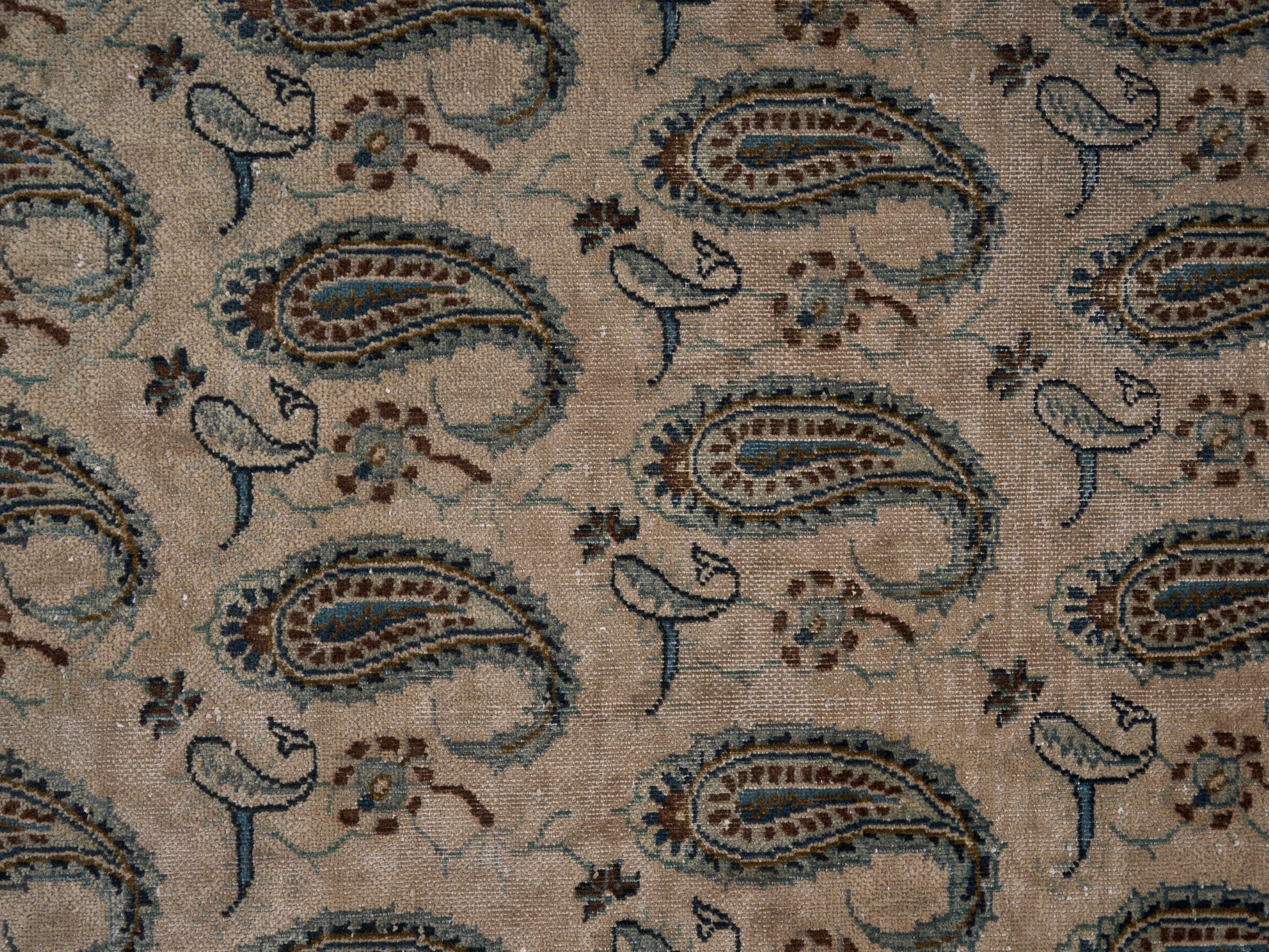 Persian Kashan oversized rug in cream and taupe, view 7 of 15