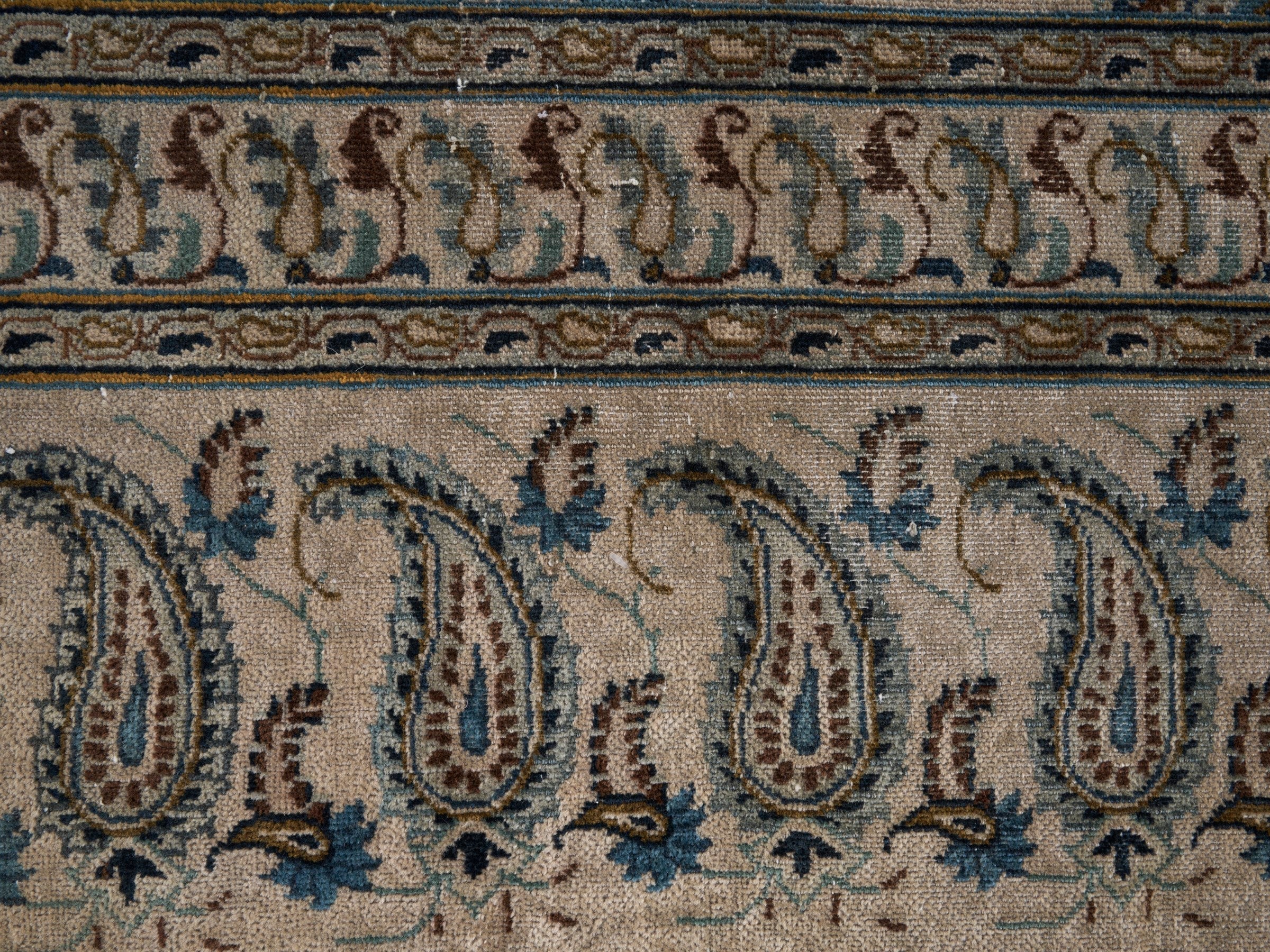 Persian Kashan oversized rug in cream and taupe, view 9 of 15