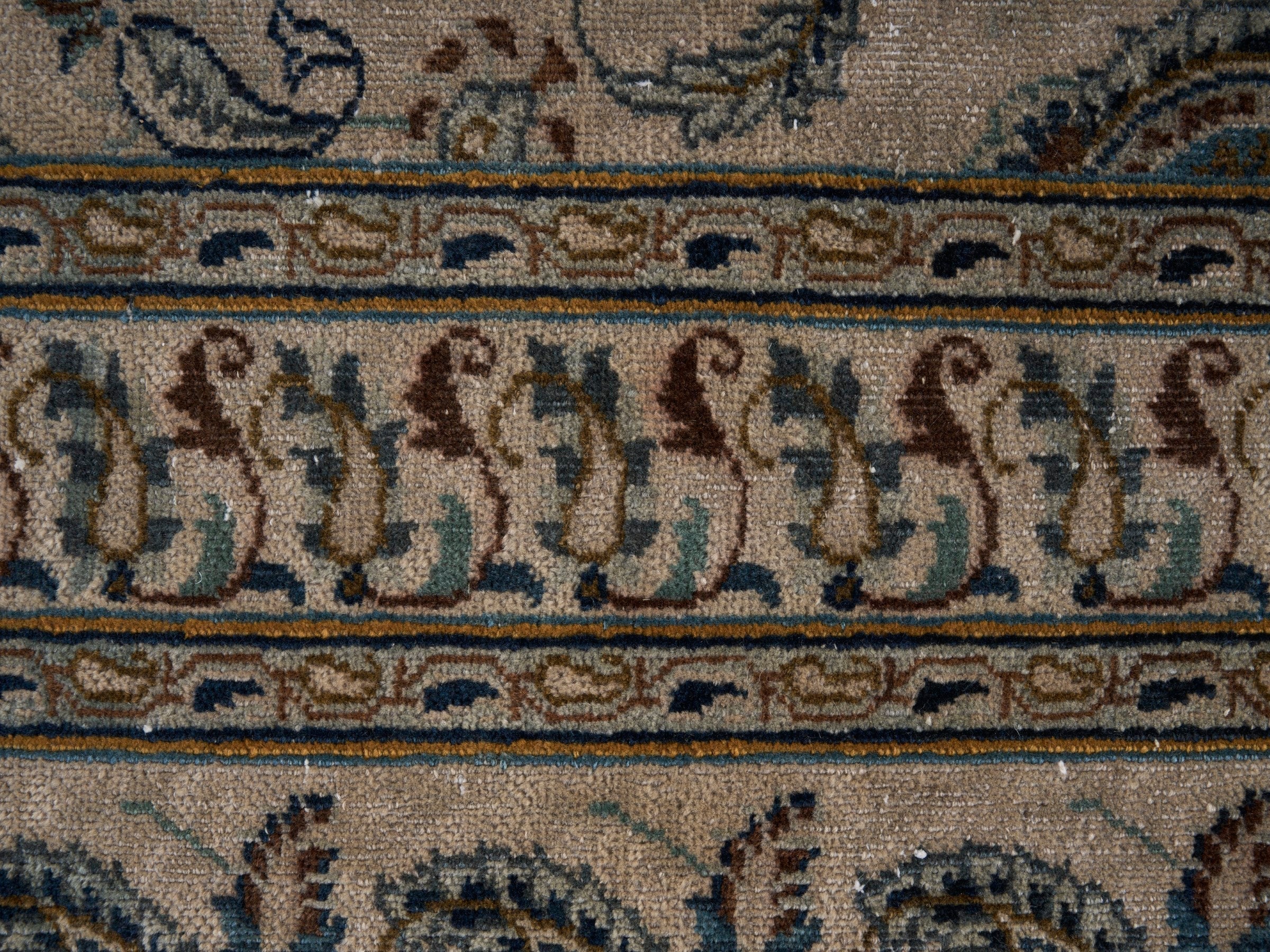 Persian Kashan oversized rug in cream and taupe, view 10 of 15
