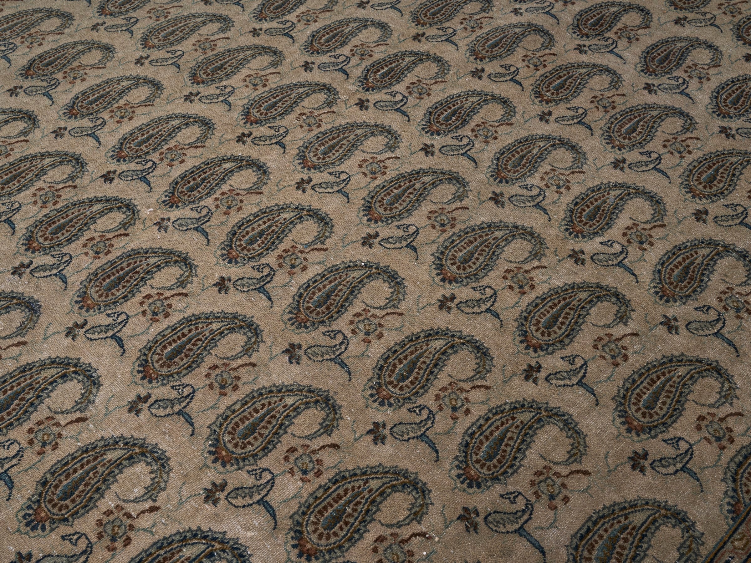 Persian Kashan oversized rug in cream and taupe, view 12 of 15