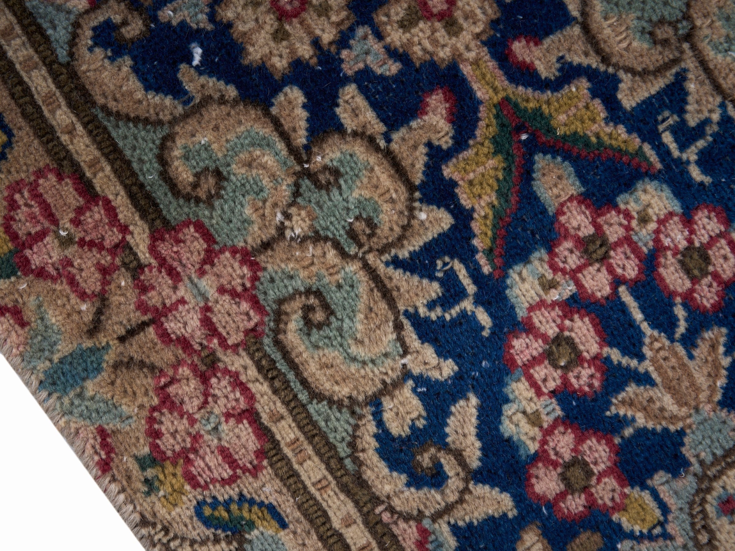 Persian Kerman oversized rug in deep red and navy, view 8 of 15