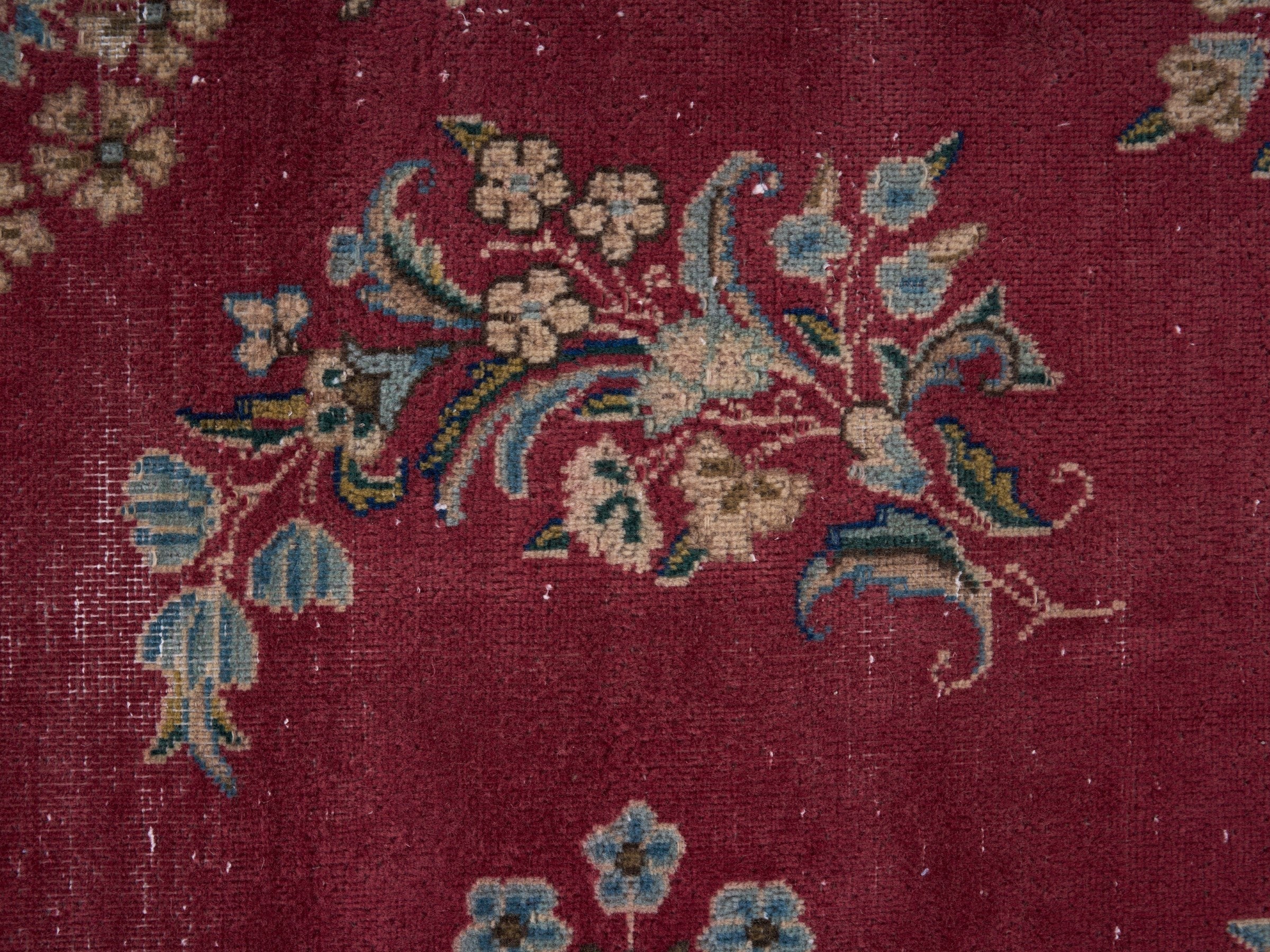 Persian Kerman oversized rug in deep red and navy, view 9 of 15