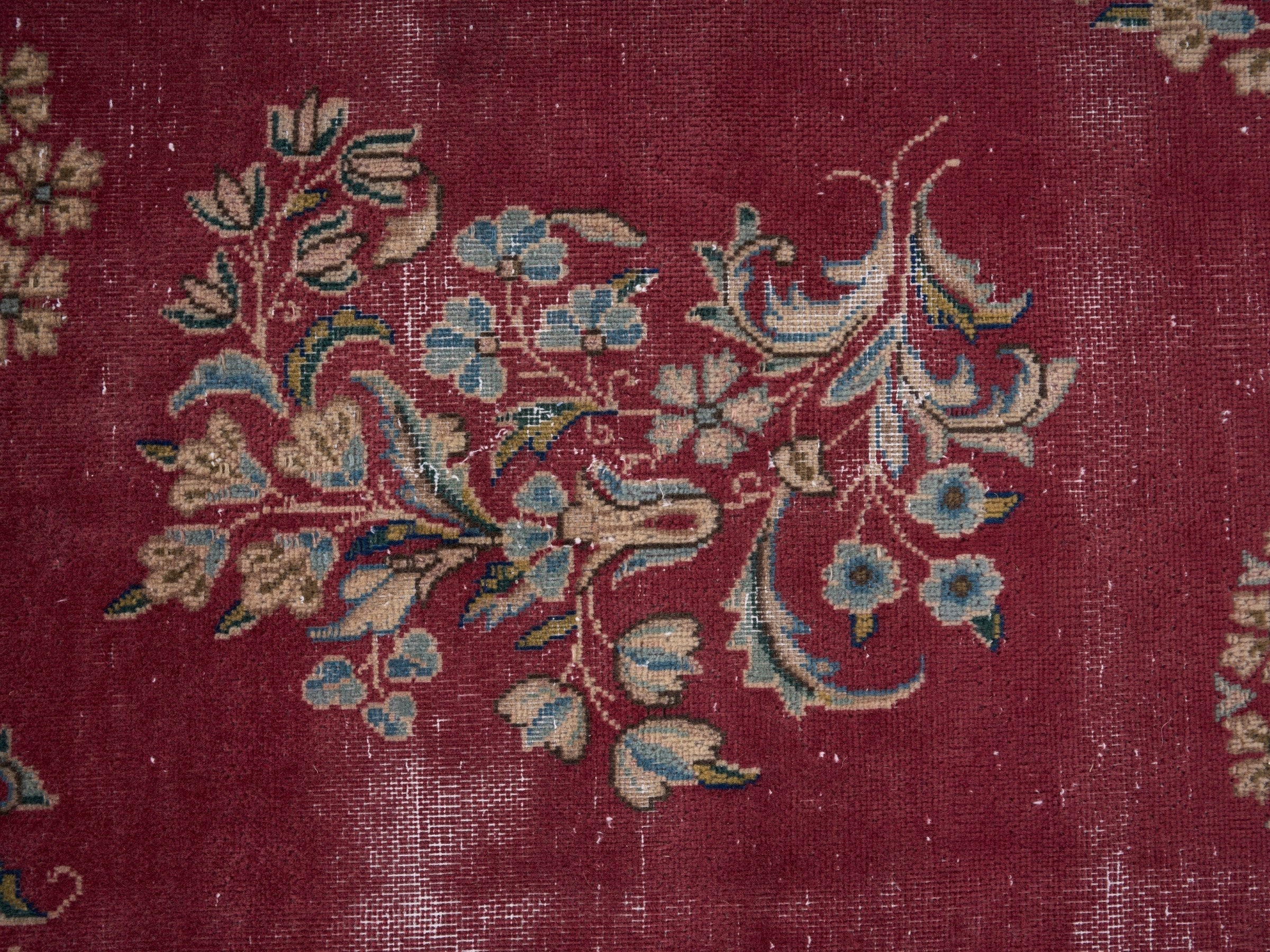 Persian Kerman oversized rug in deep red and navy, view 10 of 15