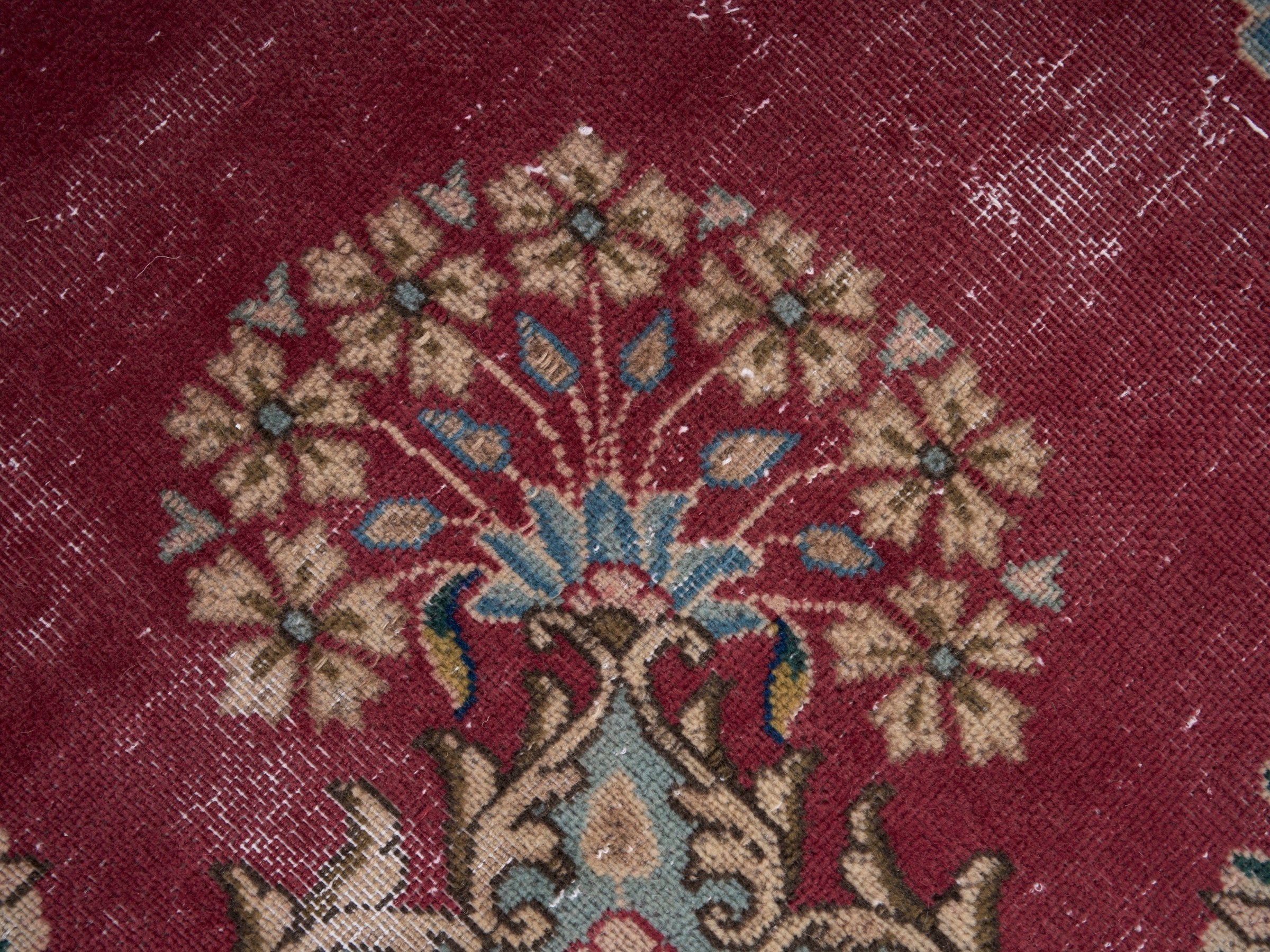 Persian Kerman oversized rug in deep red and navy, view 11 of 15