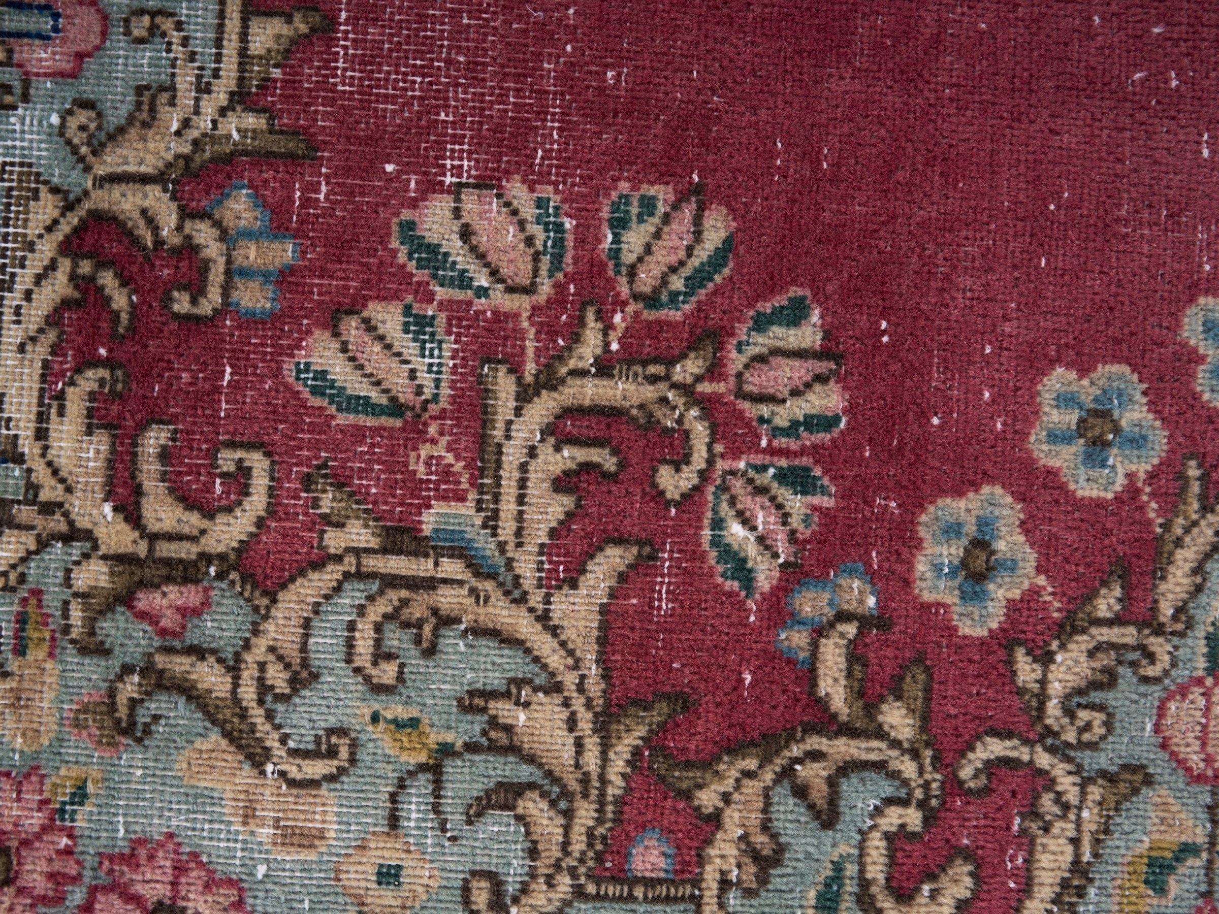 Persian Kerman oversized rug in deep red and navy, view 12 of 15