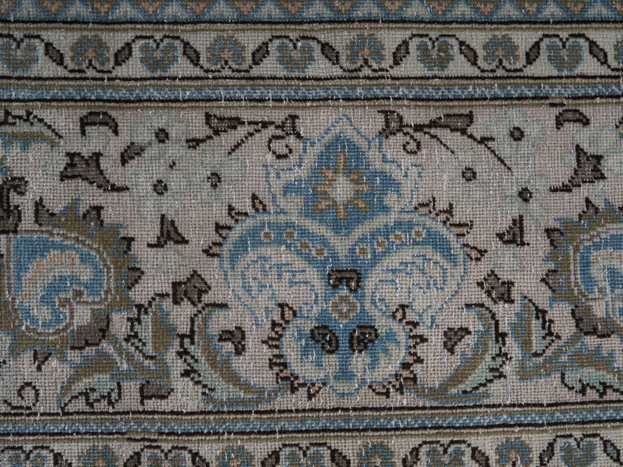 Persian Kashan oversized rug in ivory and powder blue, view 7 of 15