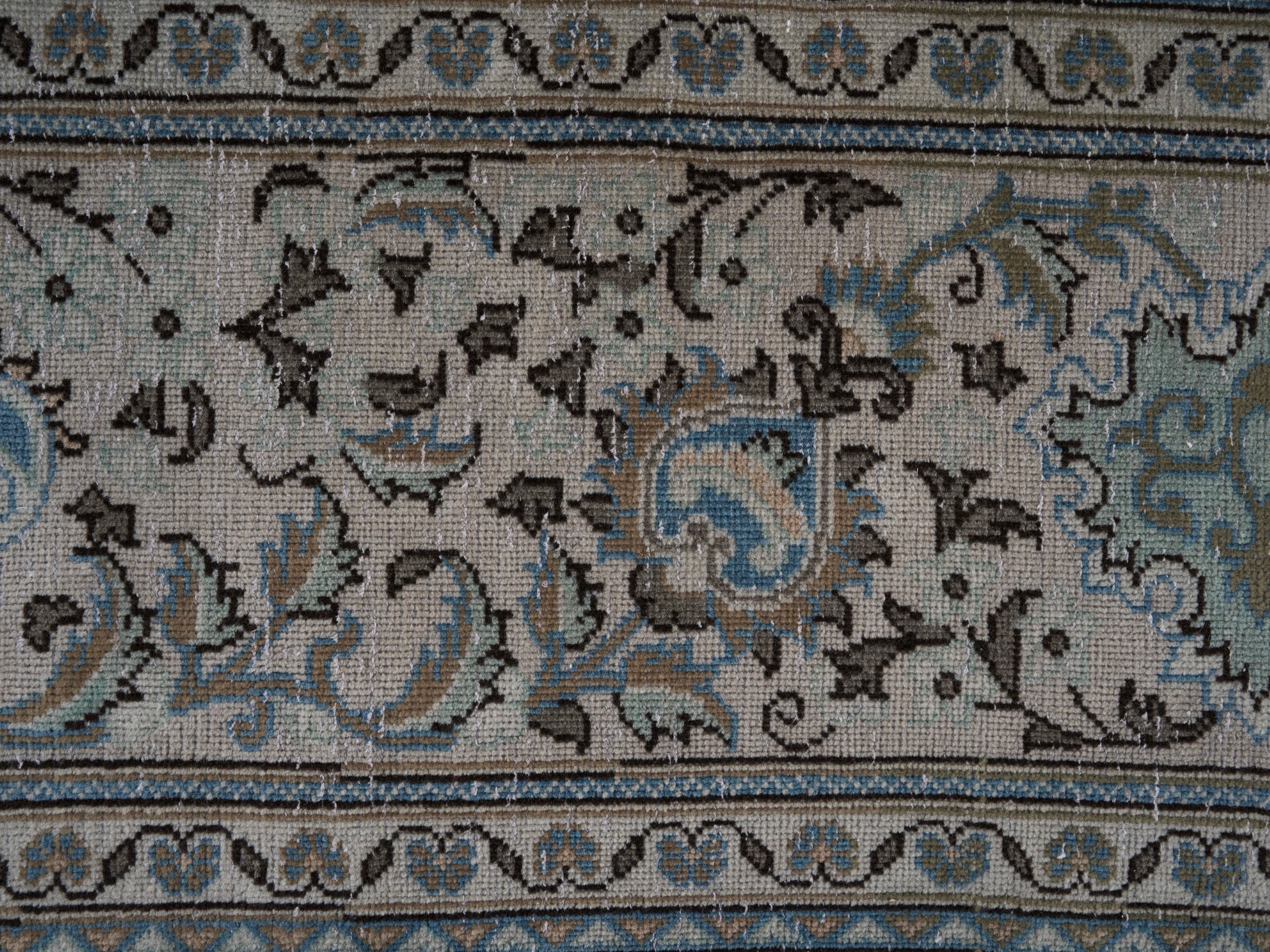 Persian Kashan oversized rug in ivory and powder blue, view 8 of 15