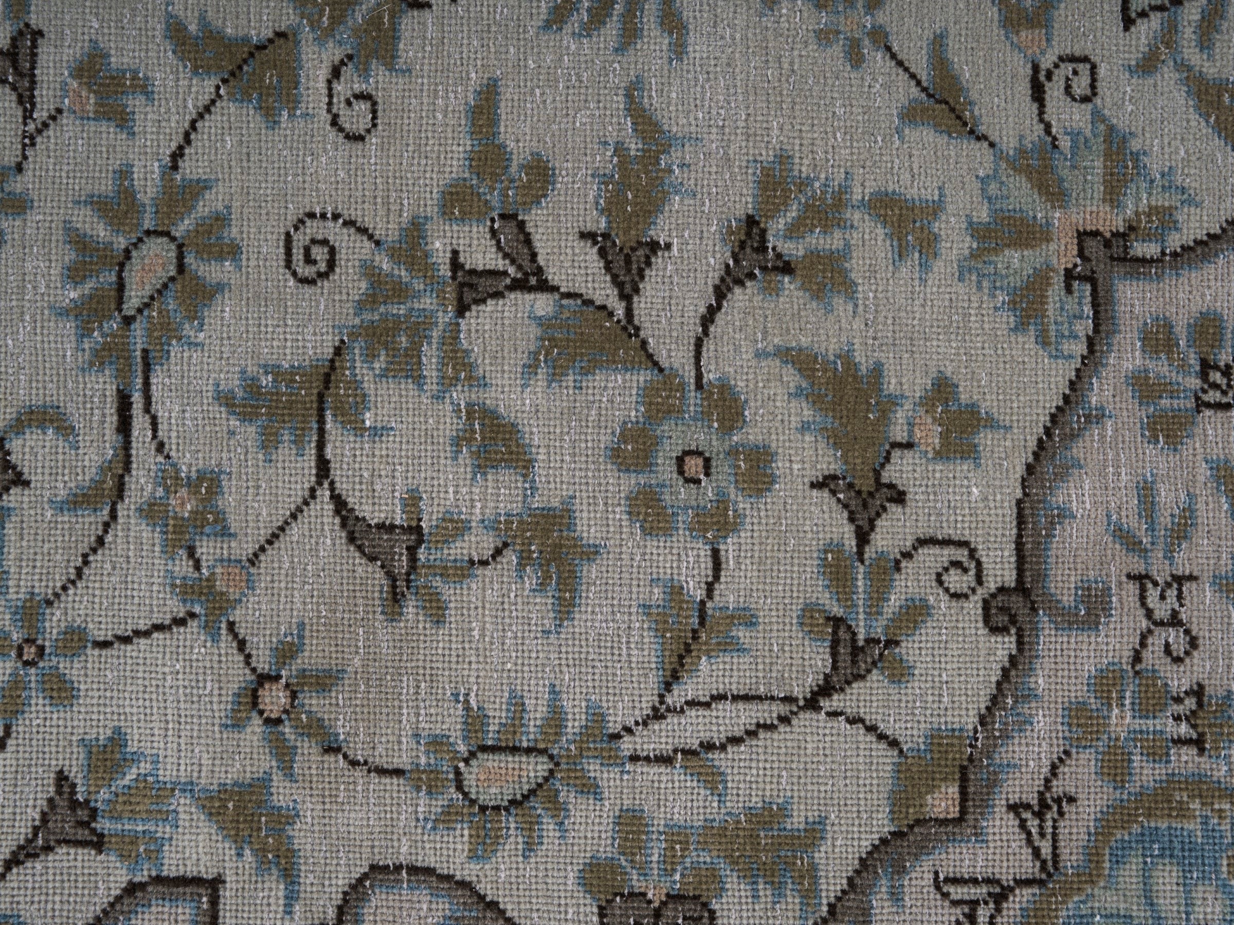 Persian Kashan oversized rug in ivory and powder blue, view 9 of 15