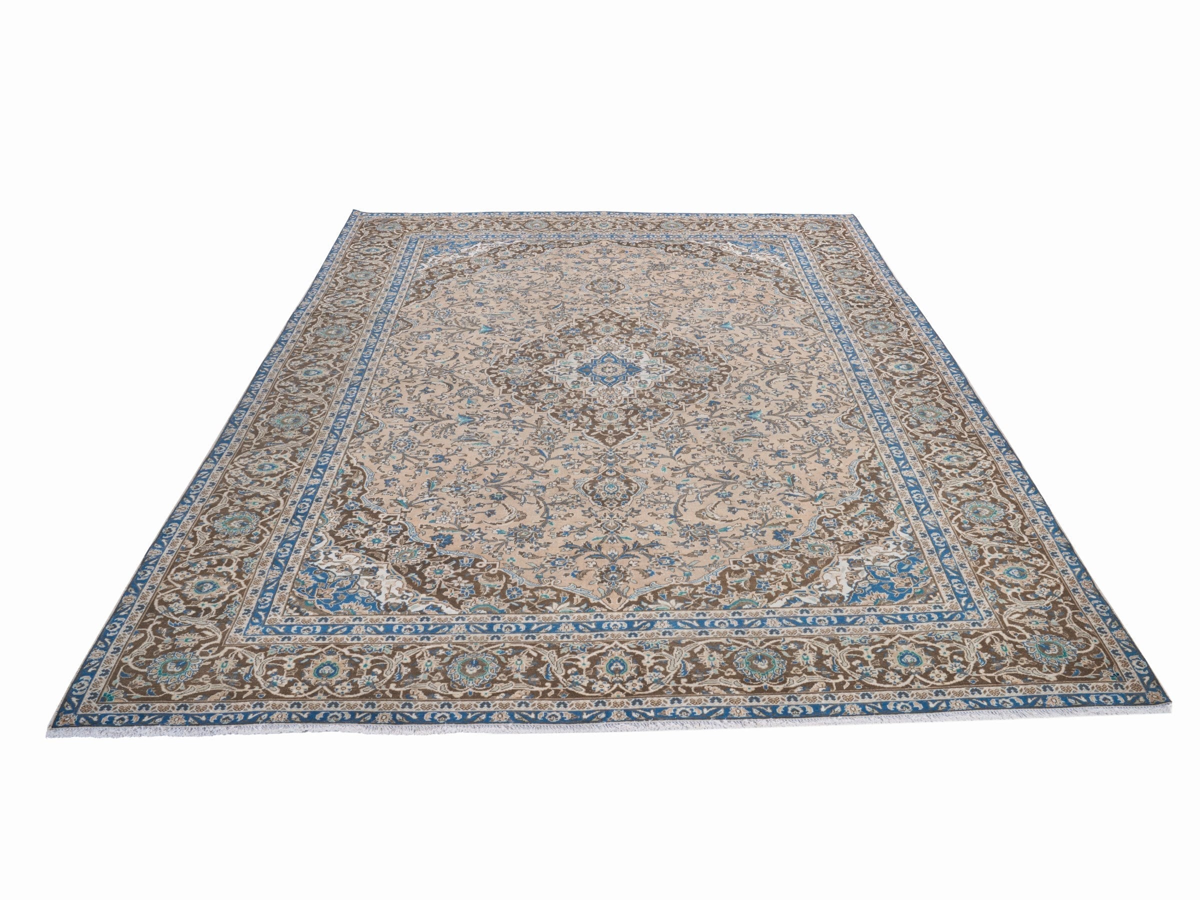 Persian Kashan oversized rug in beige and brown, view 2 of 15