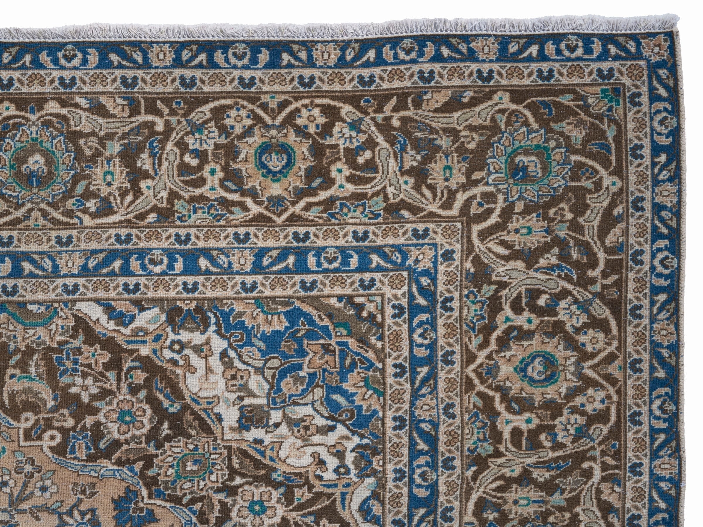 Persian Kashan oversized rug in beige and brown, view 13 of 15