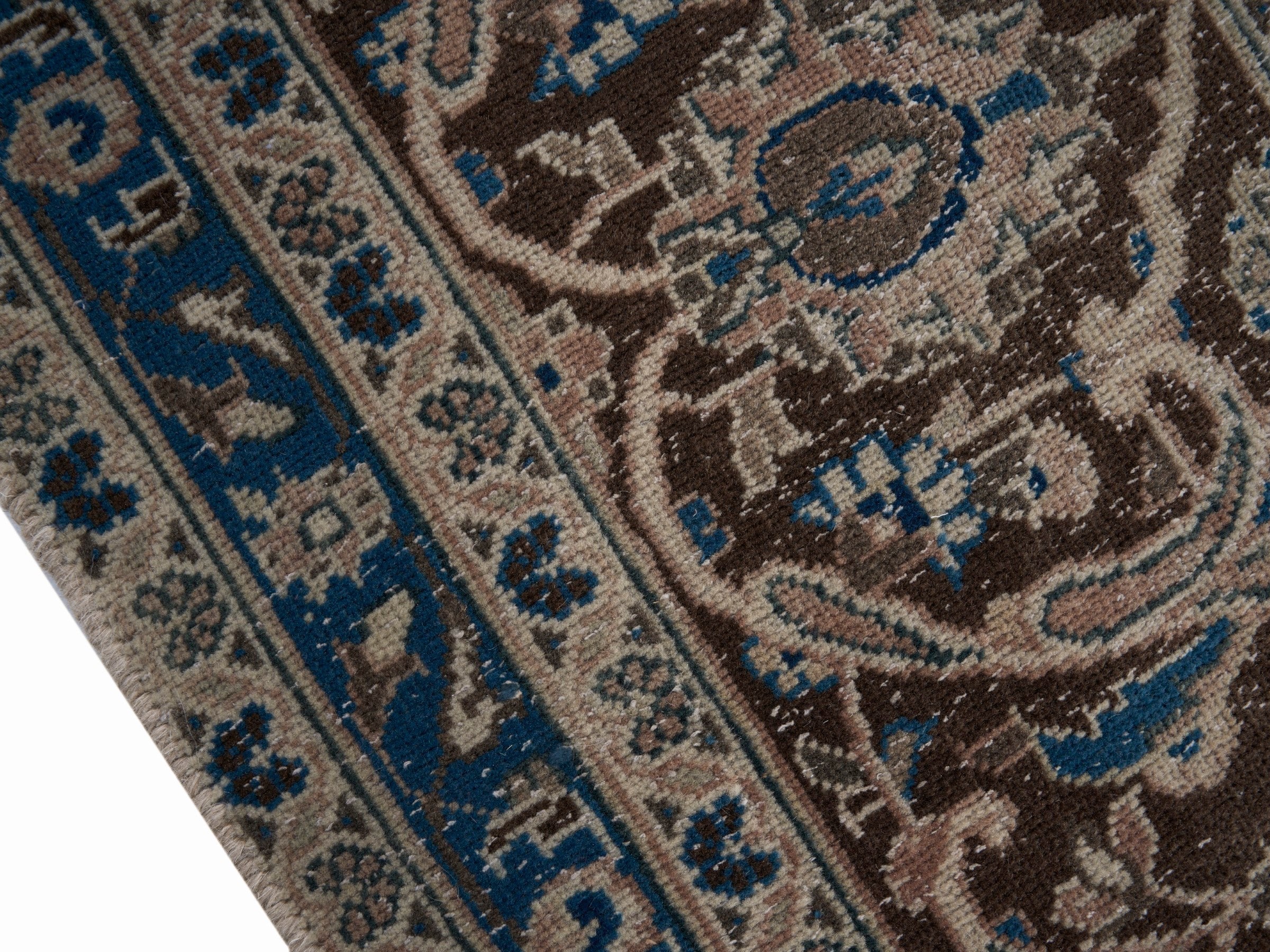 Persian Kashan oversized rug in tan and beige, view 6 of 15