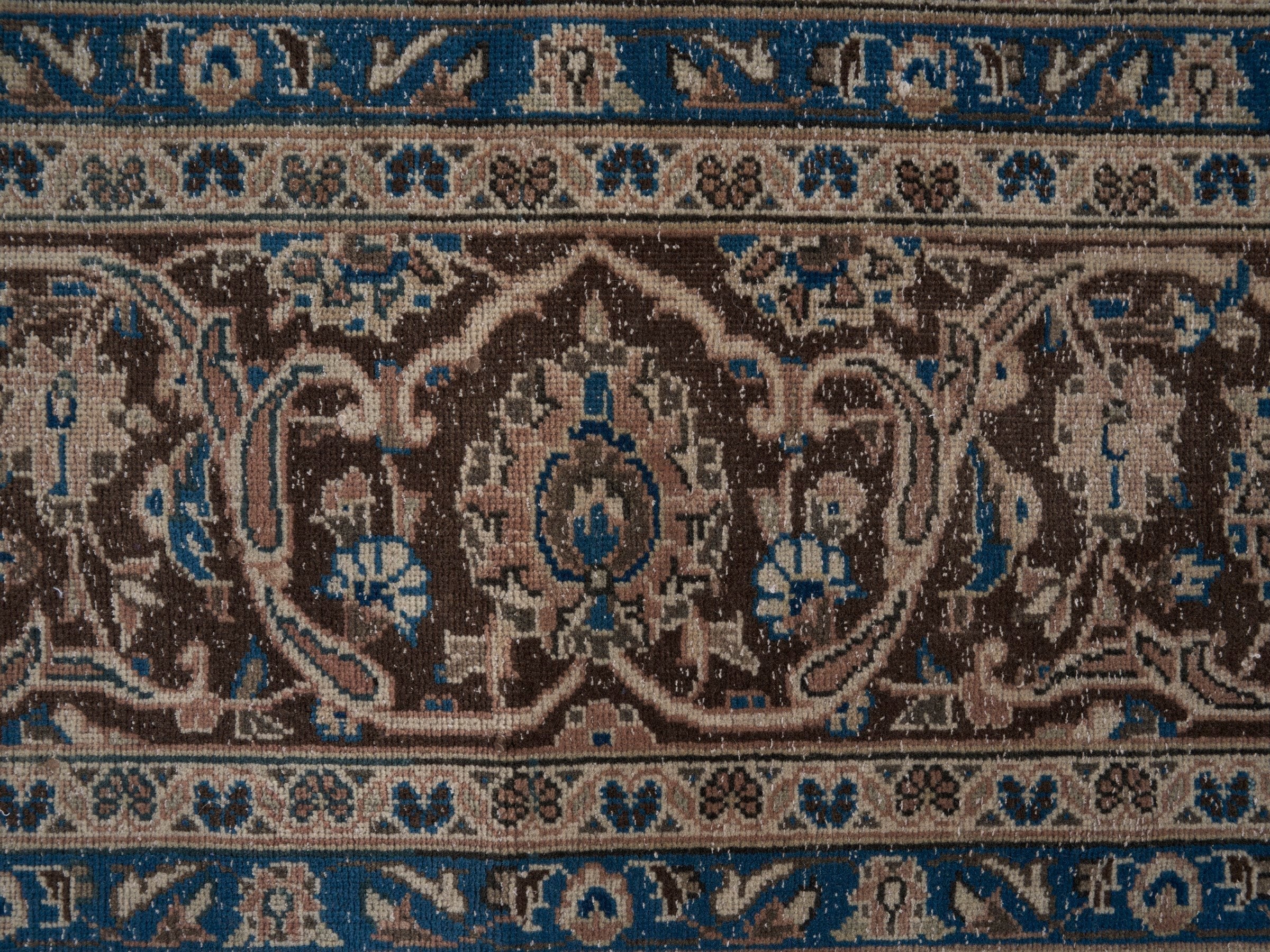 Persian Kashan oversized rug in tan and beige, view 7 of 15