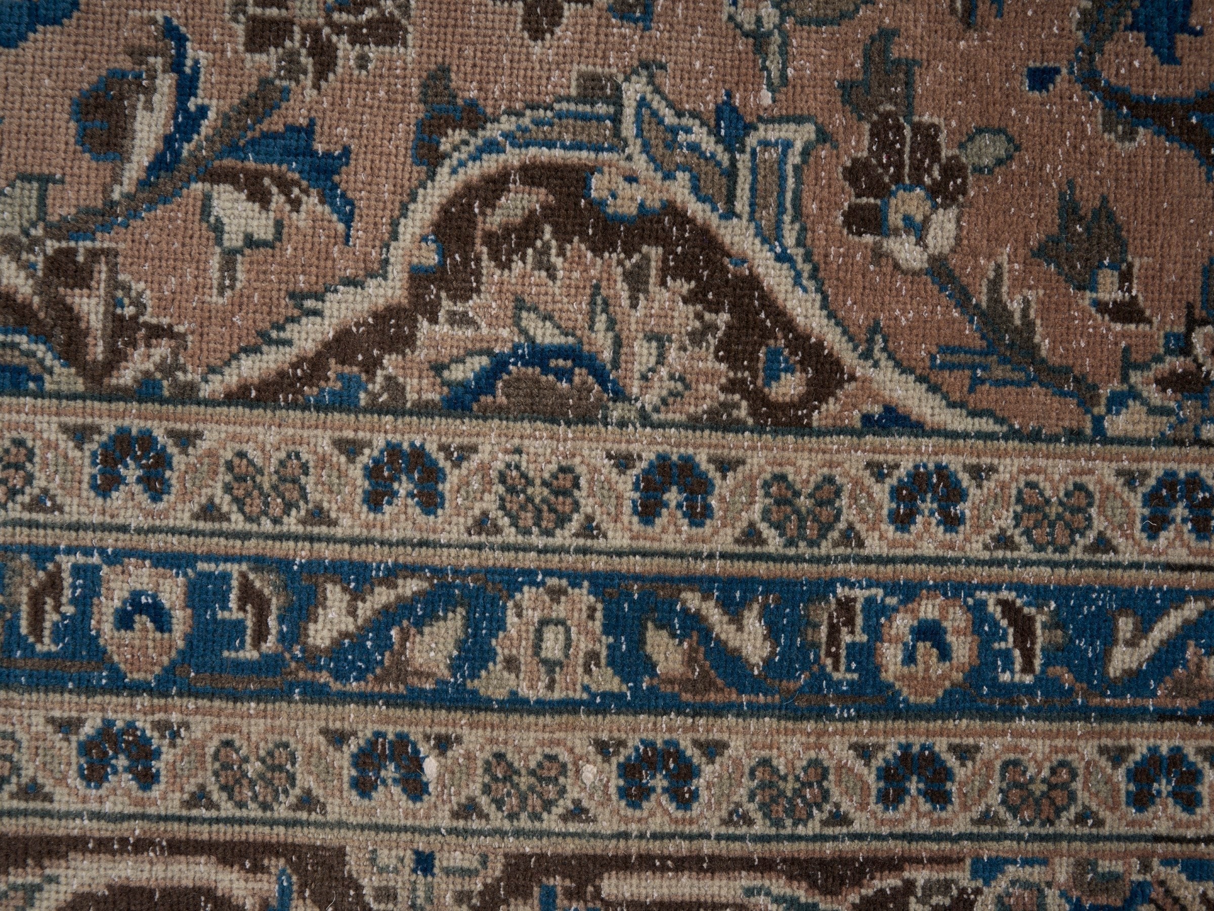 Persian Kashan oversized rug in tan and beige, view 8 of 15