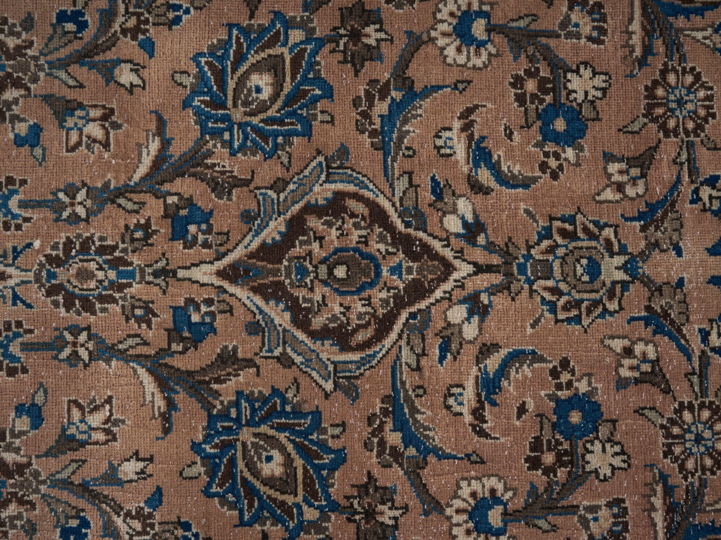 Persian Kashan oversized rug in tan and beige, view 9 of 15